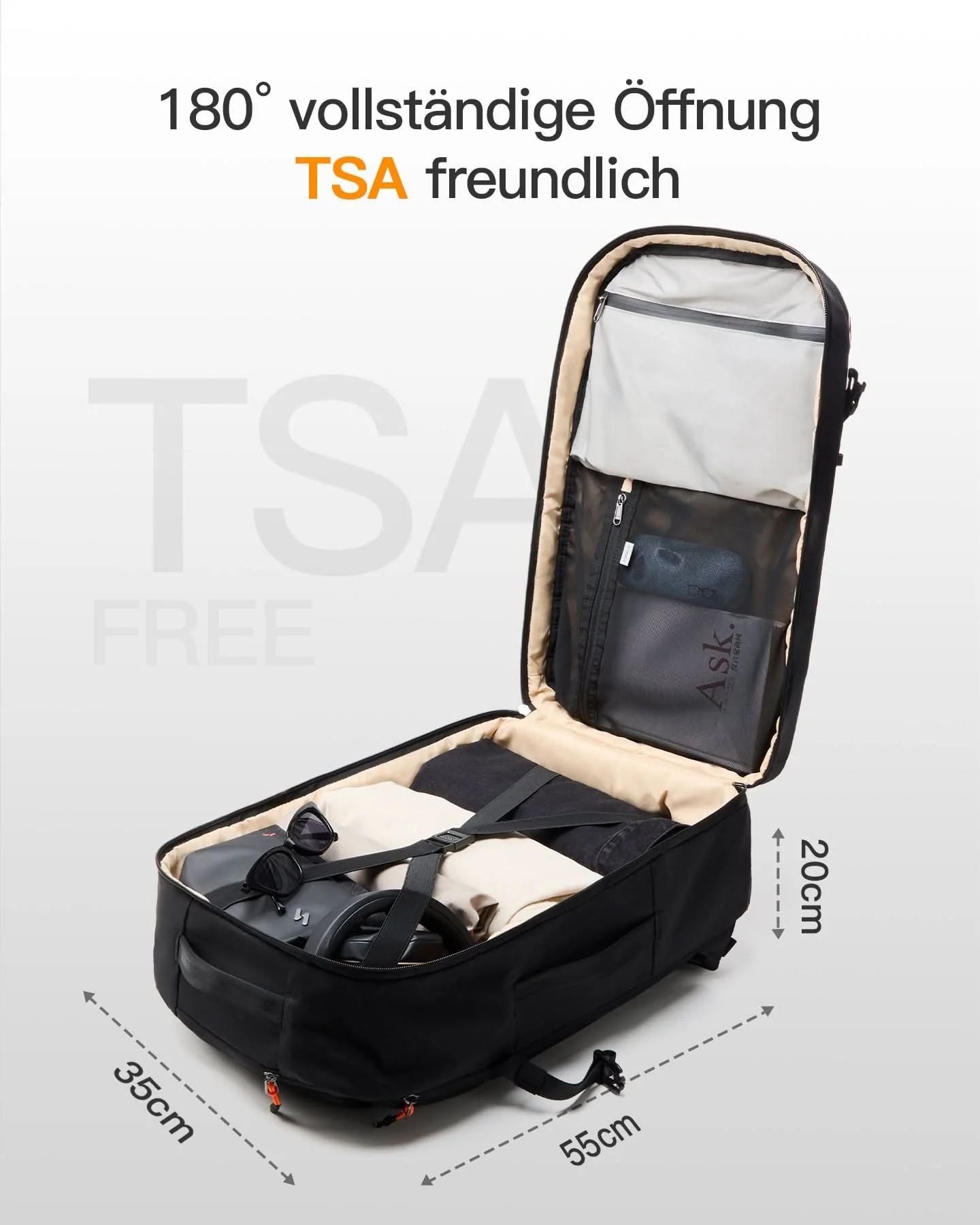 Inateck Reiserucksack 39L, Spritzwassergeschützt TSA Handgepäck Flugzeug Rucksack Travel Backpack Herren für 15.6 Zoll Laptop, BPX33 - Image 4