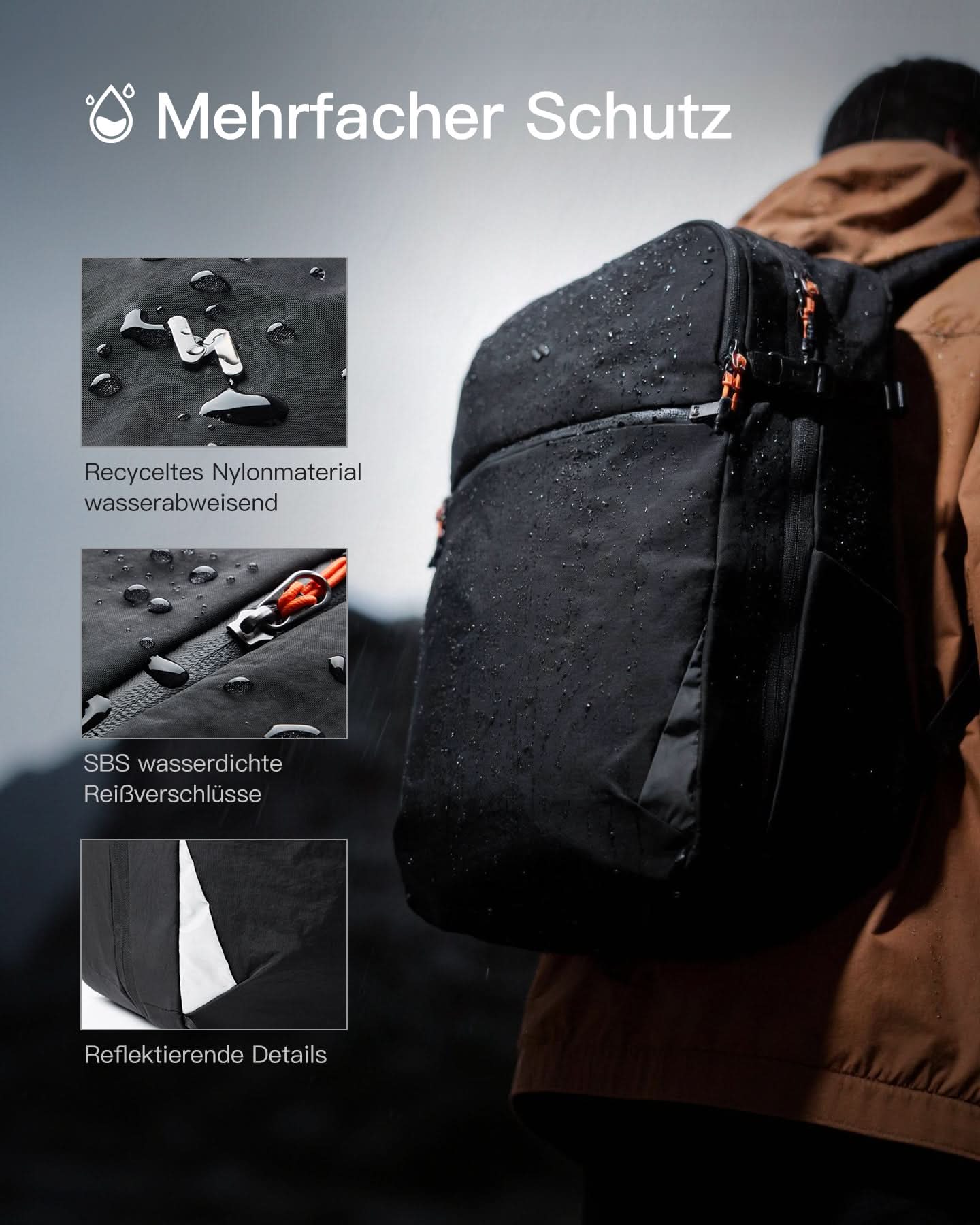 Inateck Reiserucksack 39L, Spritzwassergeschützt TSA Handgepäck Flugzeug Rucksack Travel Backpack Herren für 15.6 Zoll Laptop, BPX33 - Image 7