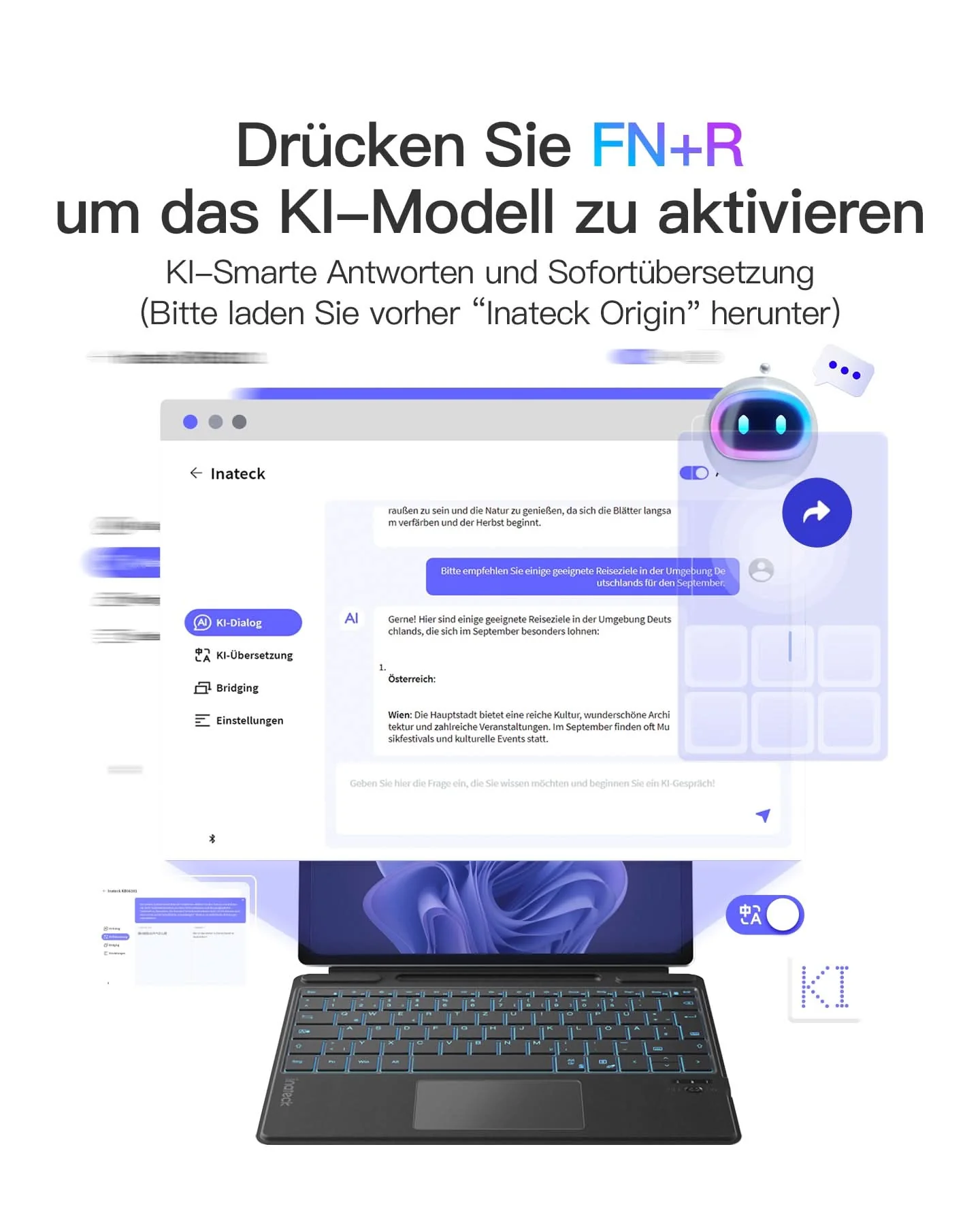 Surface Pro AI Funktion Tastatur, Kompatibel mit Surface Pro 11/10/9/8/X, QWERTZ, KB05114 - Image 3