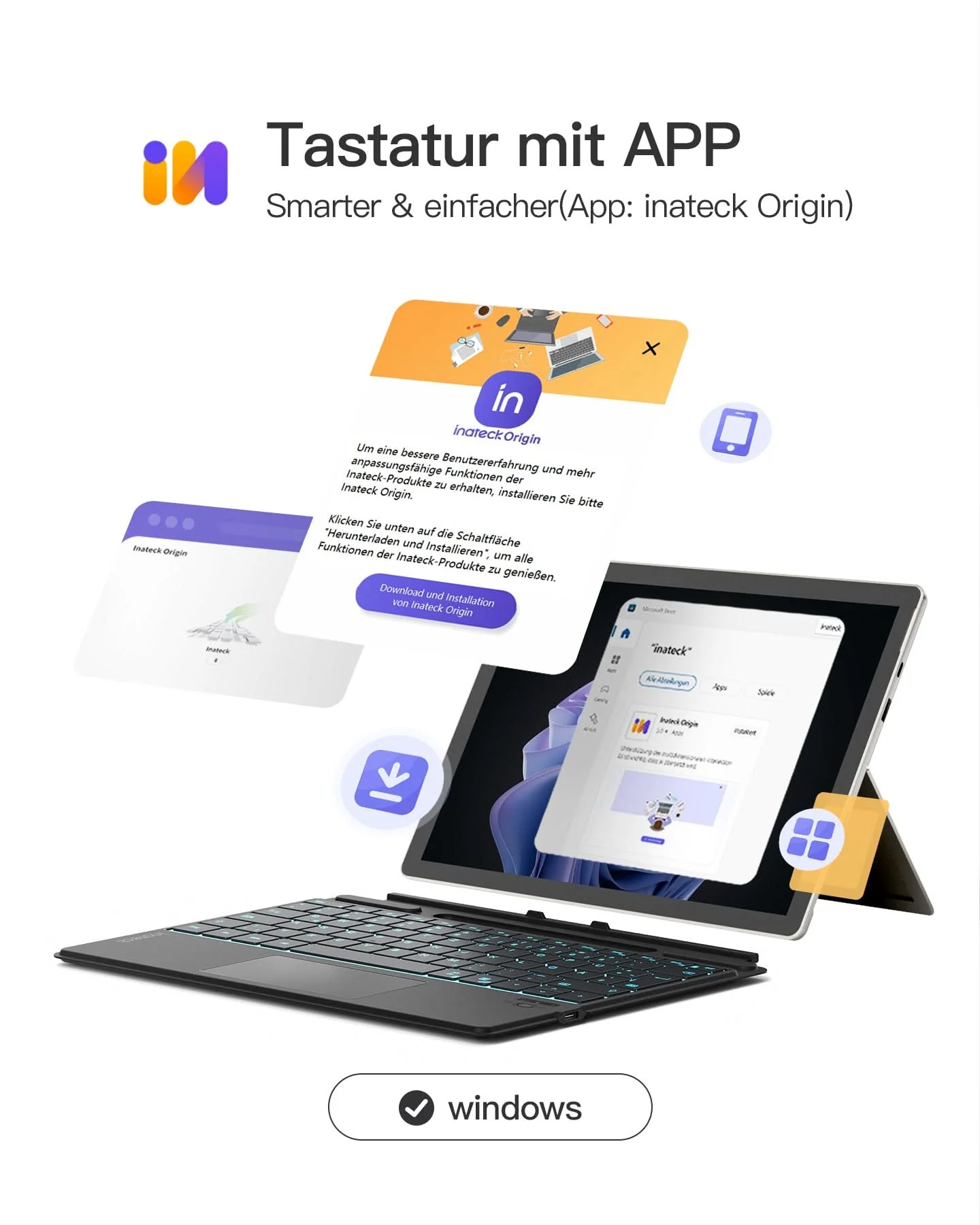 Surface Pro AI Funktion Tastatur, Kompatibel mit Surface Pro 11/10/9/8/X, QWERTZ, KB05114 - Image 4