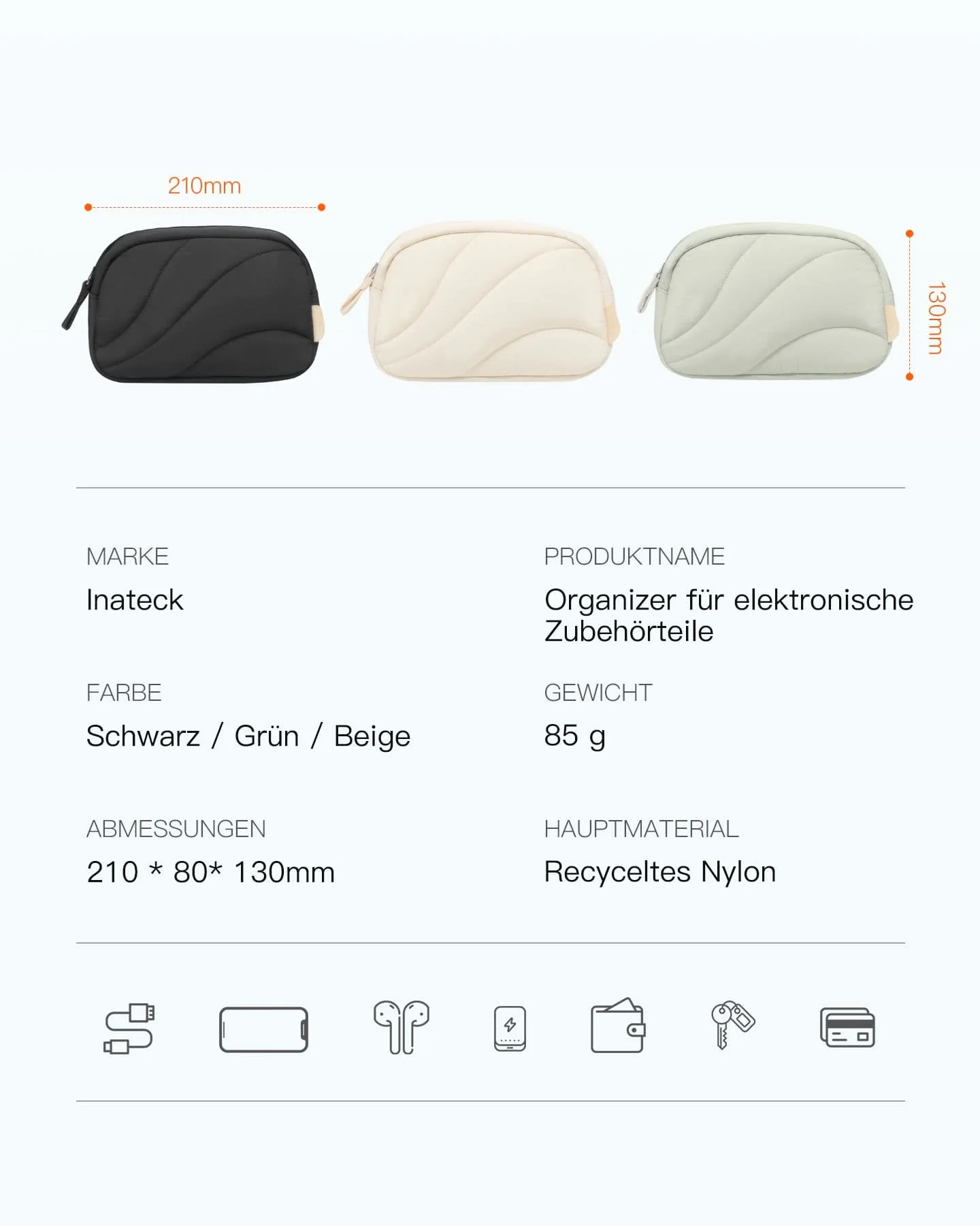 Leicht Kabeltasche Elektronik Organizer, Spritzwassergeschützte Zubehör Reisezubehörtascheb, ABW31 - Image 21