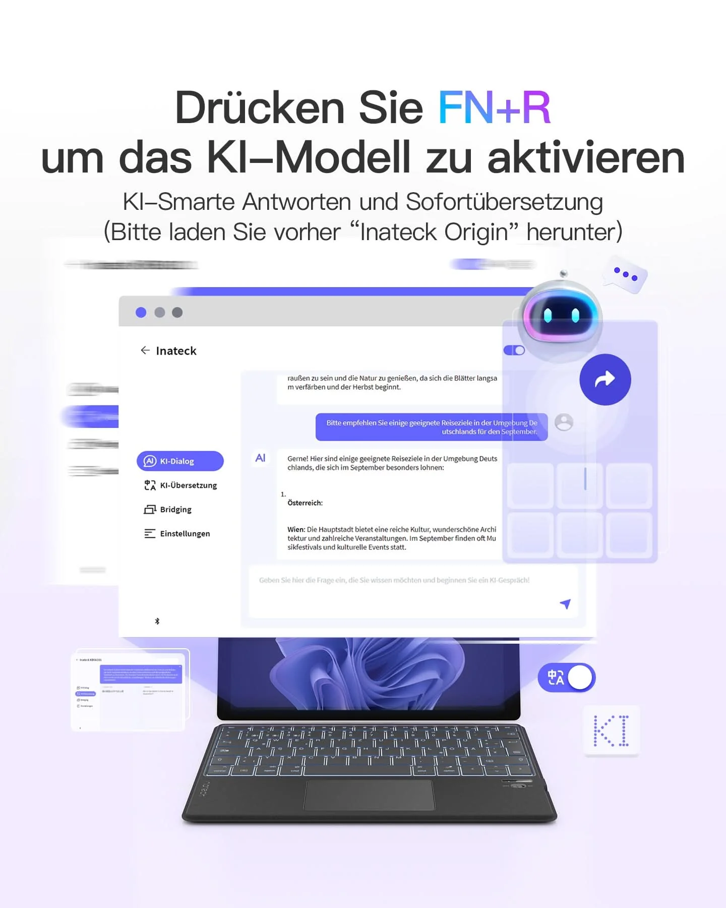 Surface Pro AI Tastatur für Surface Pro 7/7+/6/5/4, 7 Farben Hintergrundbeleuchtung, QWERTZ, KB02027 - Image 9