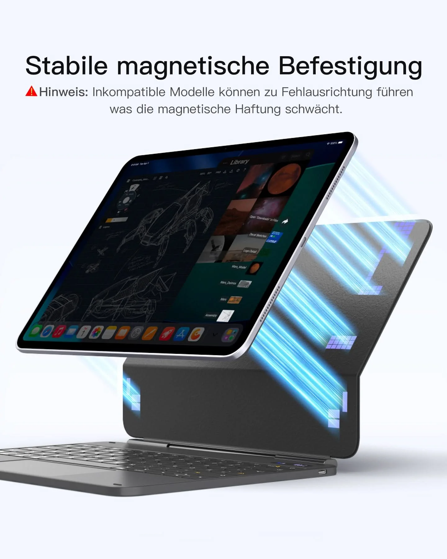 NeoMagic Magnetische Tastatur Hülle für iPad Pro 13 2025/2024(M5/M4),LED Smart Power-Anzeige, QWERTZ, mit Stifthalter, KB903-13P - Image 5