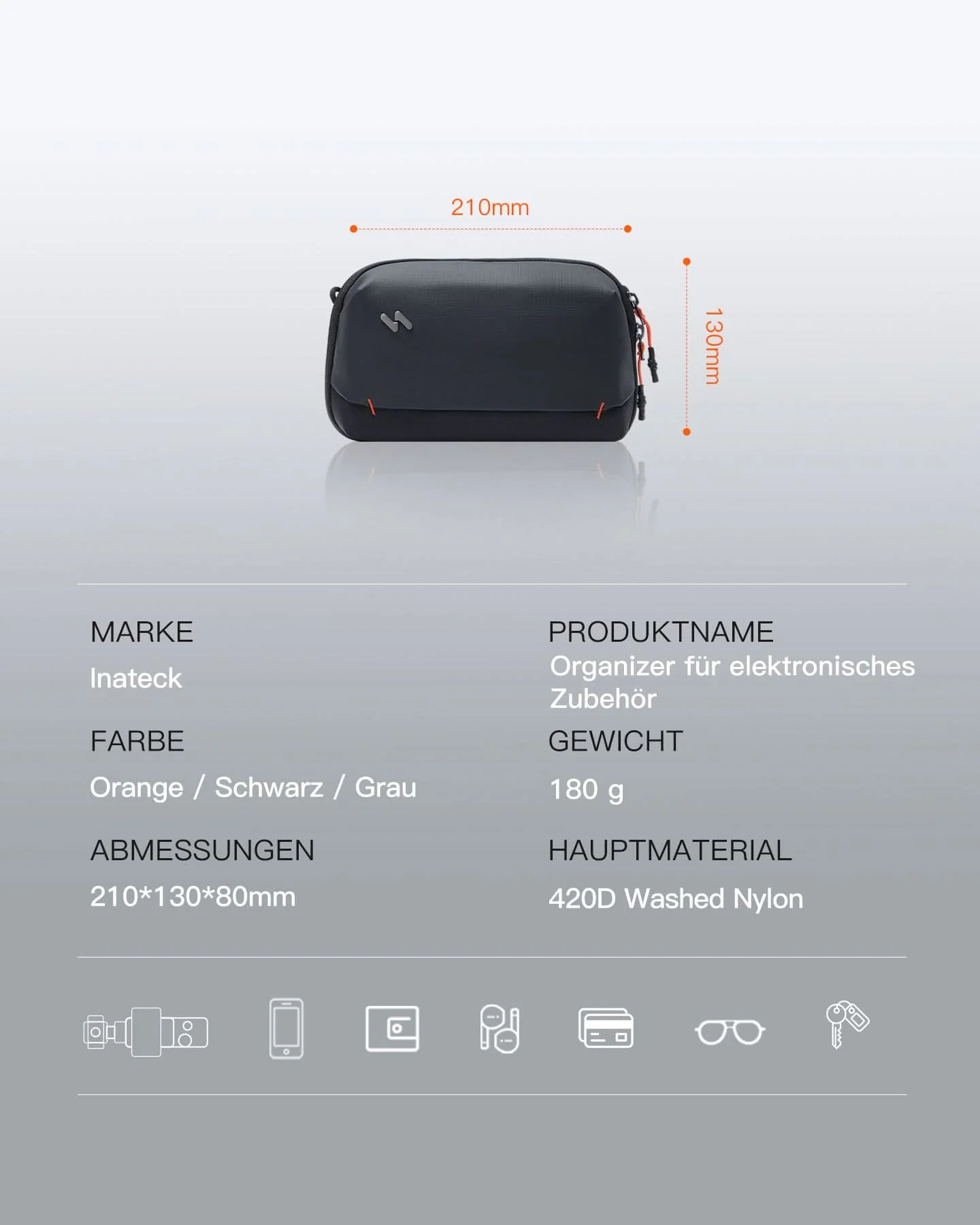 Portabler Elektronik-Organizer, spritzwassergeschützte Reisezubehörtasche für Kabel, Power Banks, Hubs, ABM33 - Image 14
