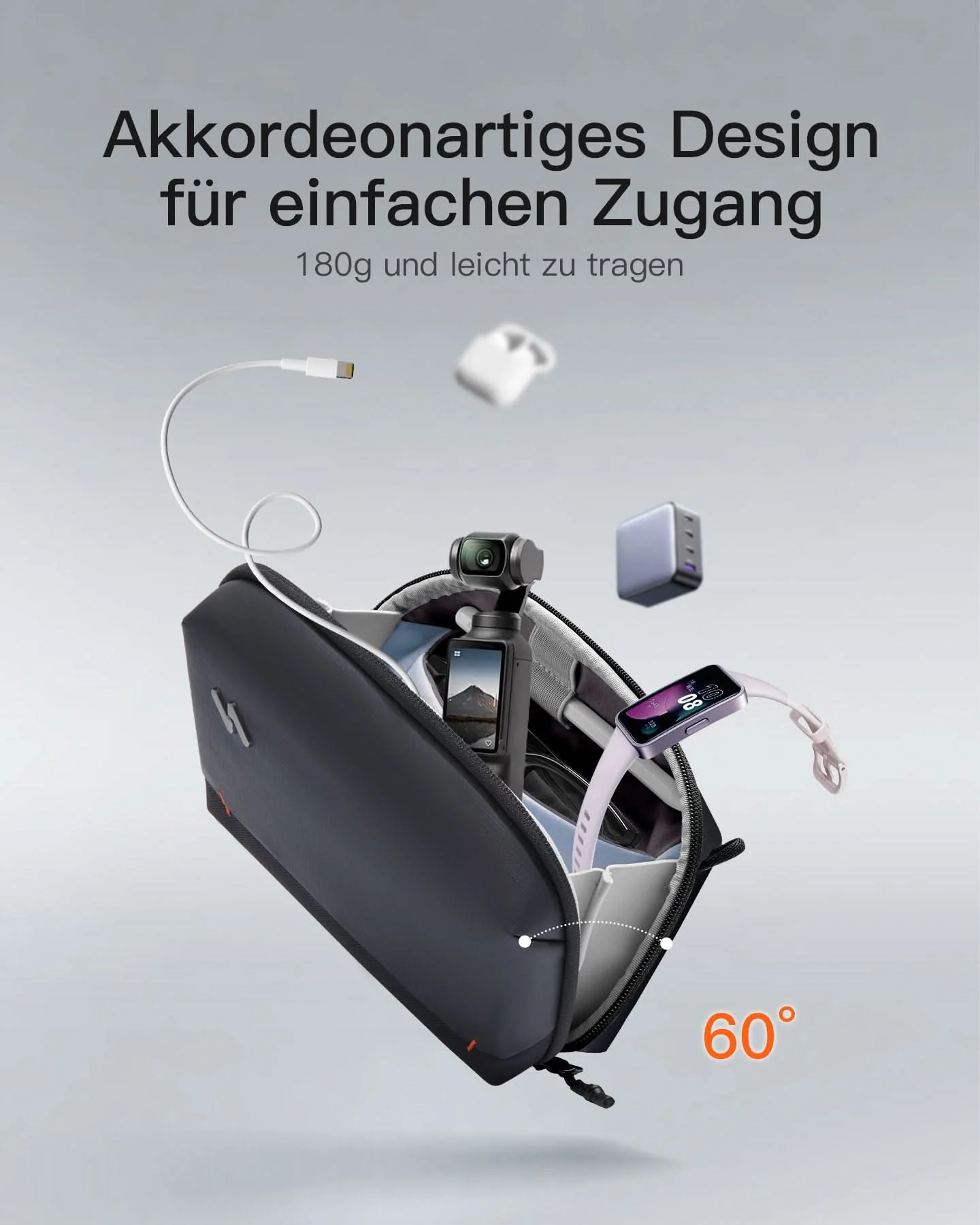 Portabler Elektronik-Organizer, spritzwassergeschützte Reisezubehörtasche für Kabel, Power Banks, Hubs, ABM33 - Image 16