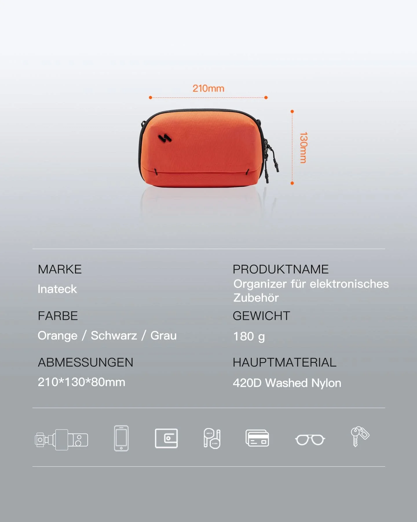 Portabler Elektronik-Organizer, spritzwassergeschützte Reisezubehörtasche für Kabel, Power Banks, Hubs, ABM33 - Image 2