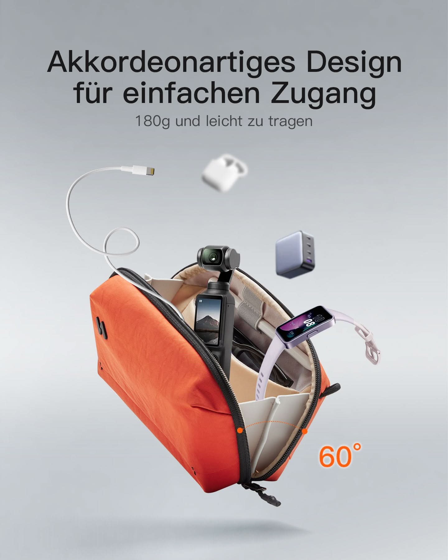 Portabler Elektronik-Organizer, spritzwassergeschützte Reisezubehörtasche für Kabel, Power Banks, Hubs, ABM33 - Image 5