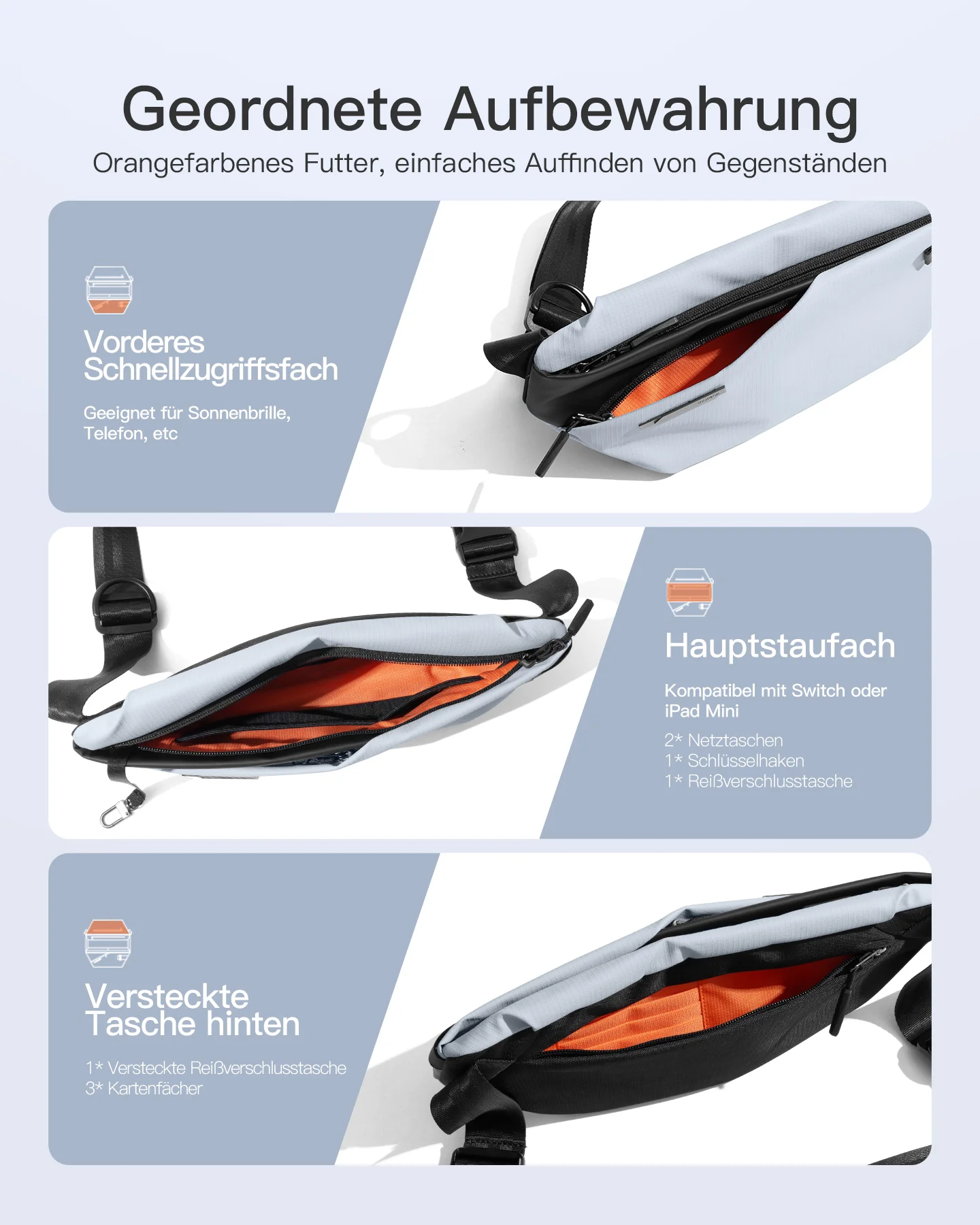 Sling Bag, leichte Umhängetasche mit schnell verstellbarem Gurt, FB01001 - Image 15