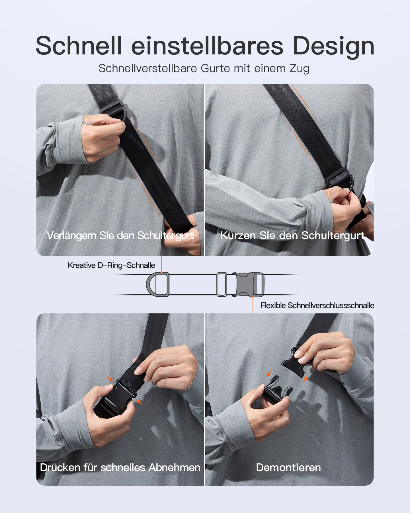 Sling Bag, leichte Umhängetasche mit schnell verstellbarem Gurt, FB01001 - Image 16