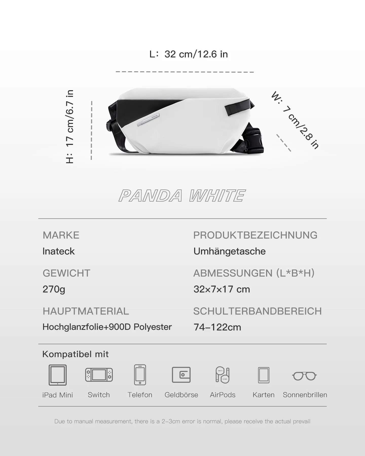 Sling Bag, leichte Umhängetasche mit schnell verstellbarem Gurt, FB01001 - Image 23