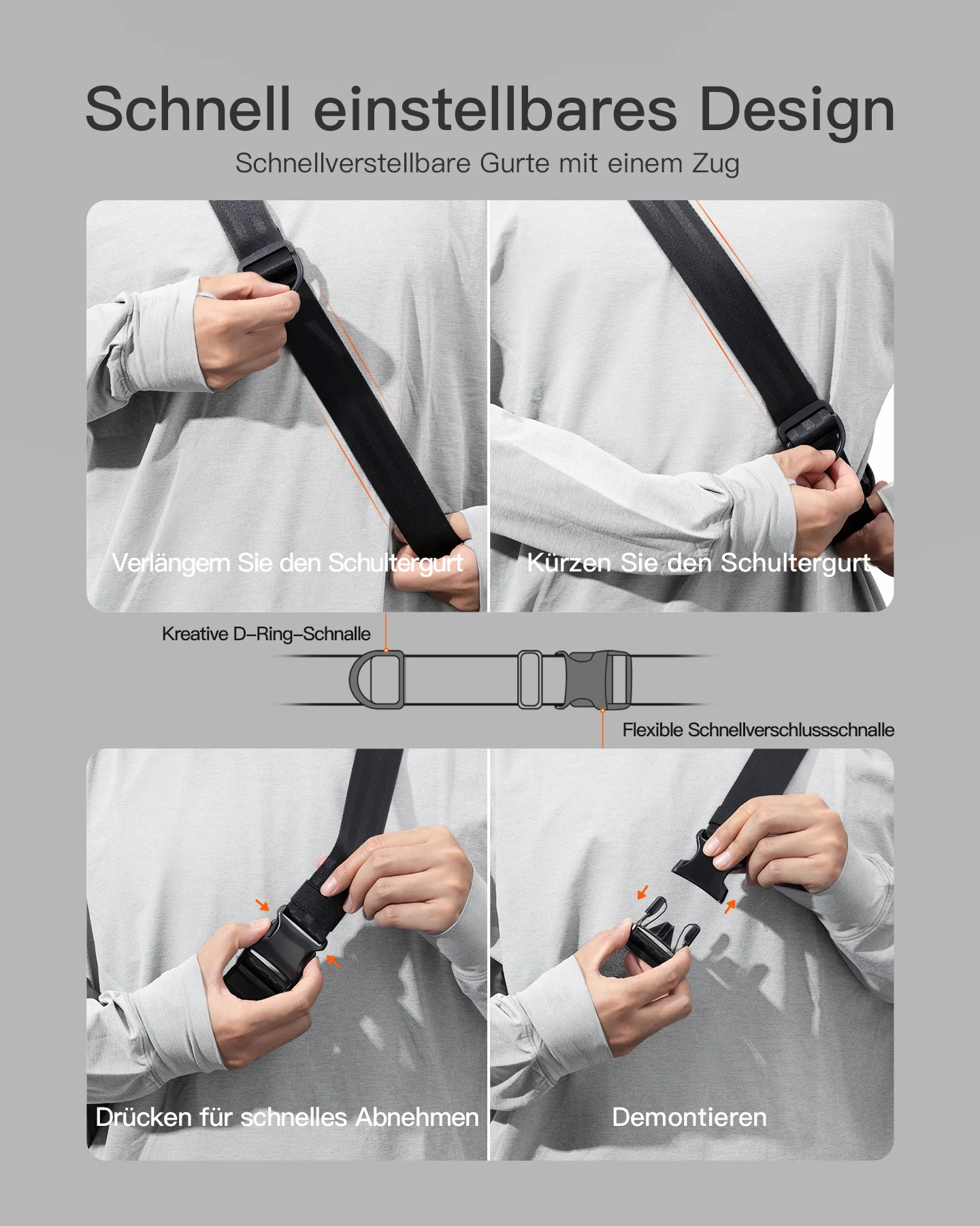 Sling Bag, leichte Umhängetasche mit schnell verstellbarem Gurt, FB01001 - Image 27