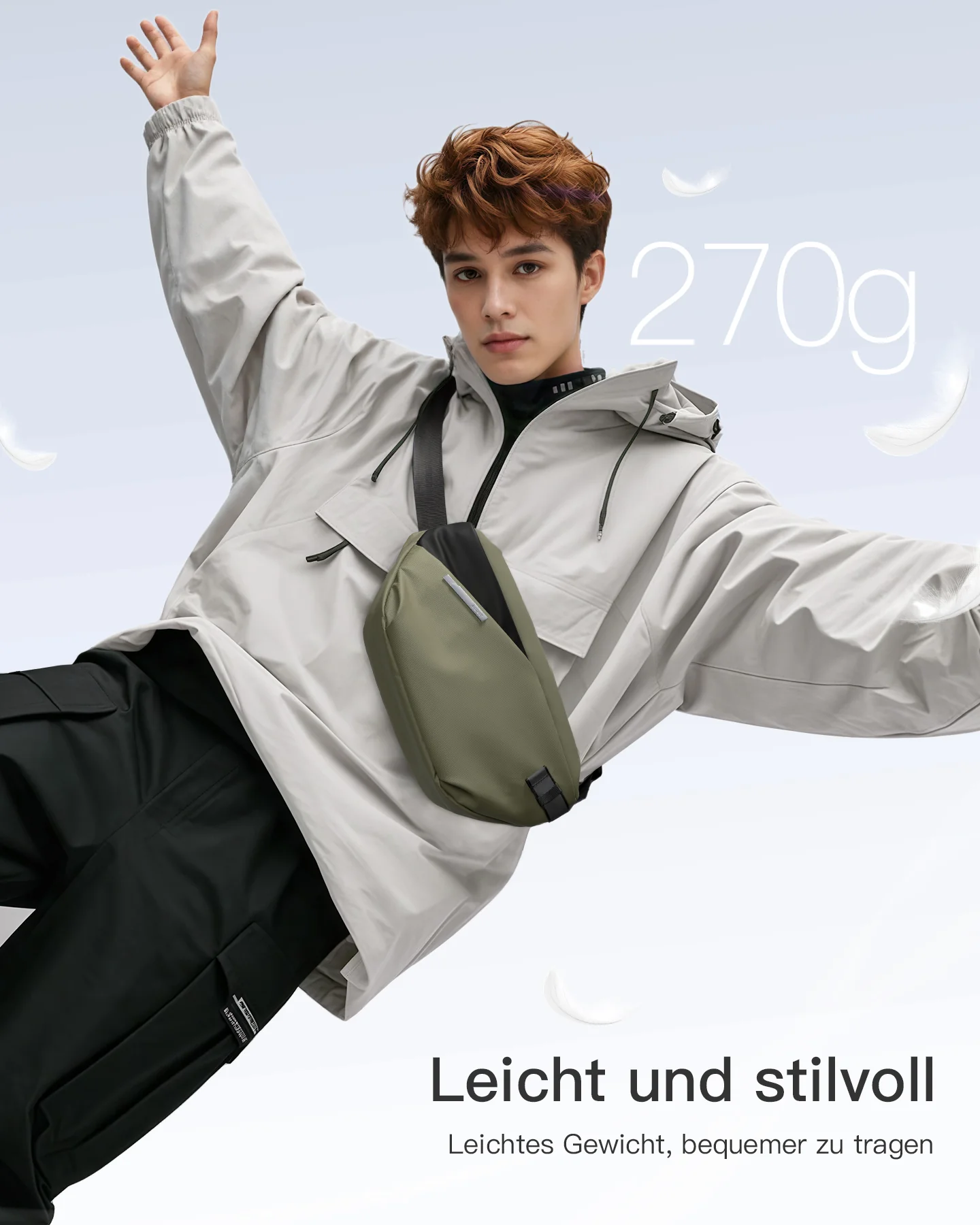 Sling Bag, leichte Umhängetasche mit schnell verstellbarem Gurt, FB01001 - Image 34