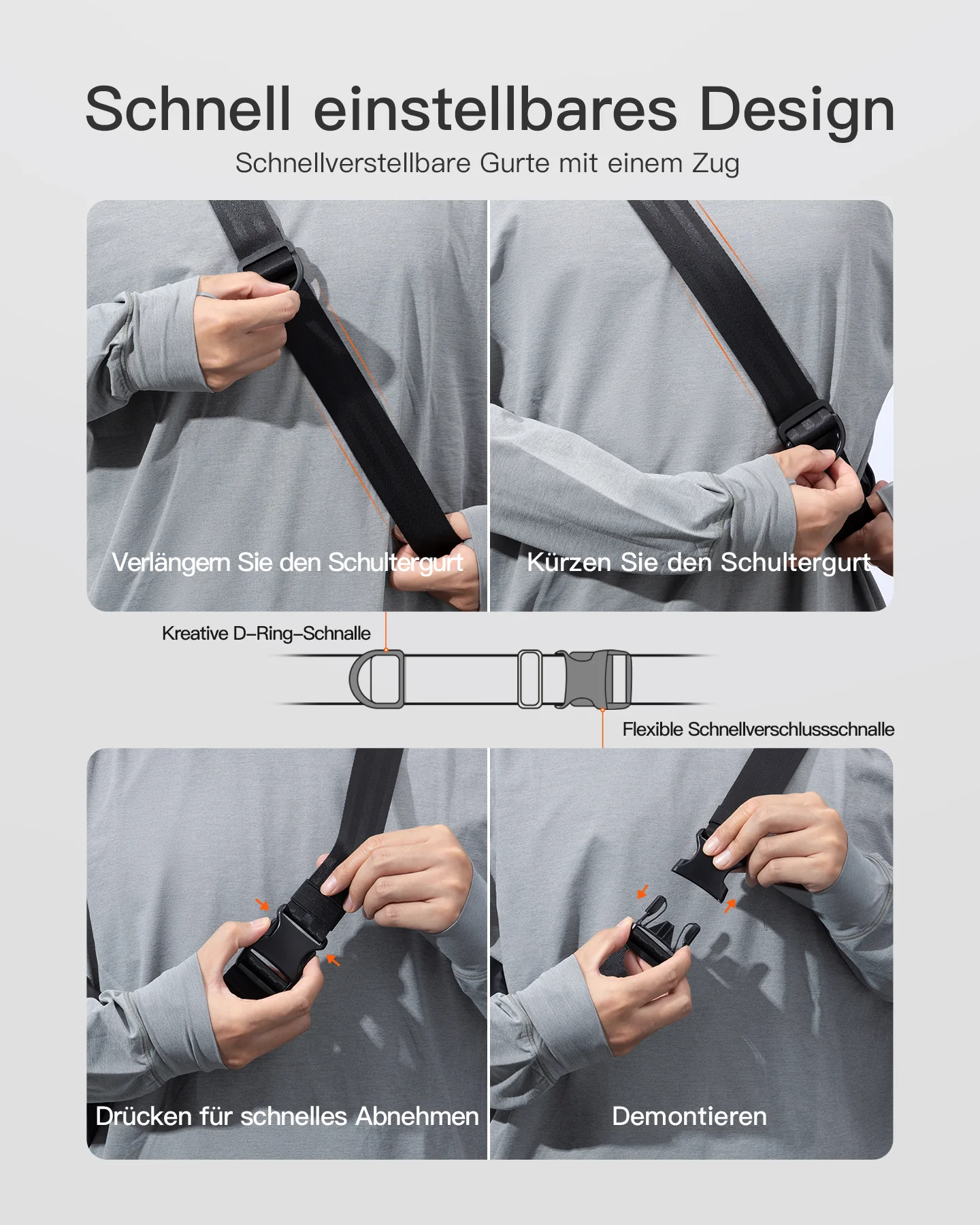 Sling Bag, leichte Umhängetasche mit schnell verstellbarem Gurt, FB01001 - Image 39