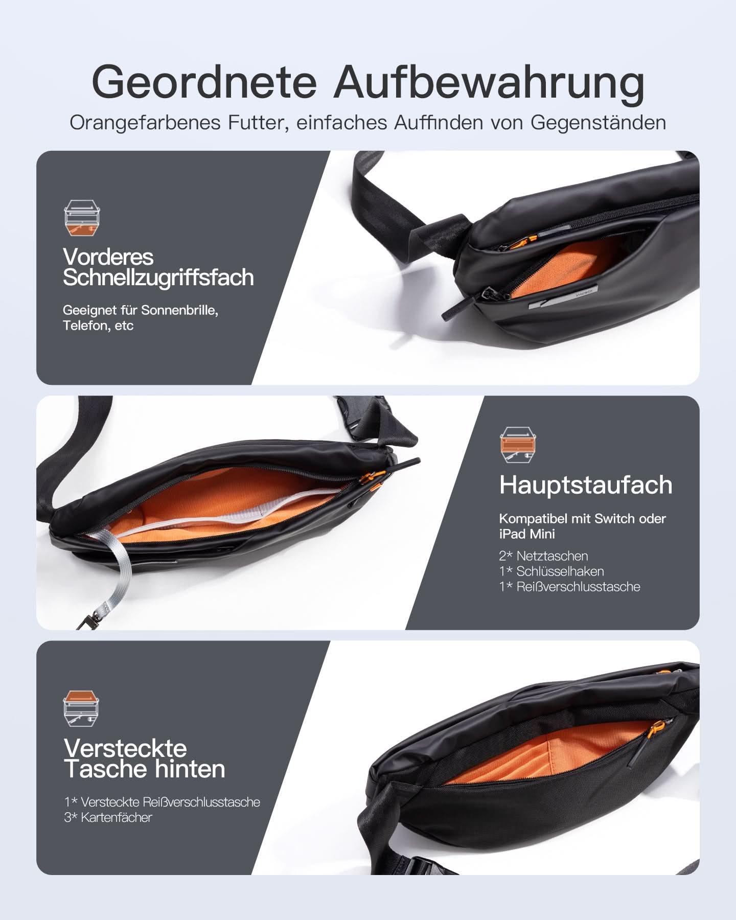 Sling Bag, leichte Umhängetasche mit schnell verstellbarem Gurt, FB01001 - Image 5