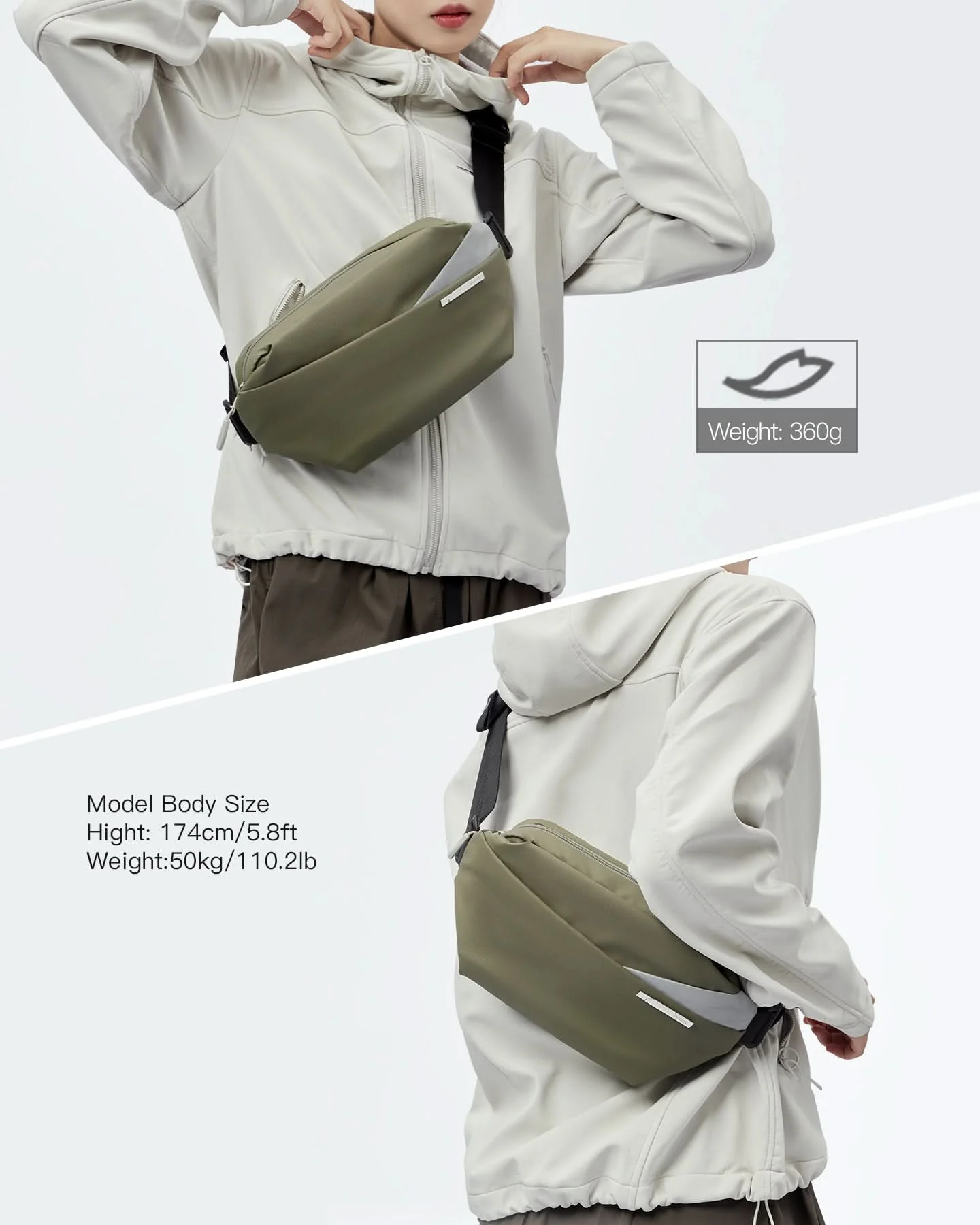 Sling Bag mit 19 eingebaute Taschen, stylische Crossbody Bag mit verstellbarem Schultergurt, LB03014 - Image 24