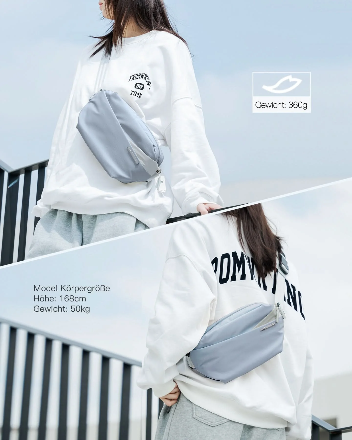 Sling Bag mit 19 eingebaute Taschen, stylische Crossbody Bag mit verstellbarem Schultergurt, LB03014 - Image 31