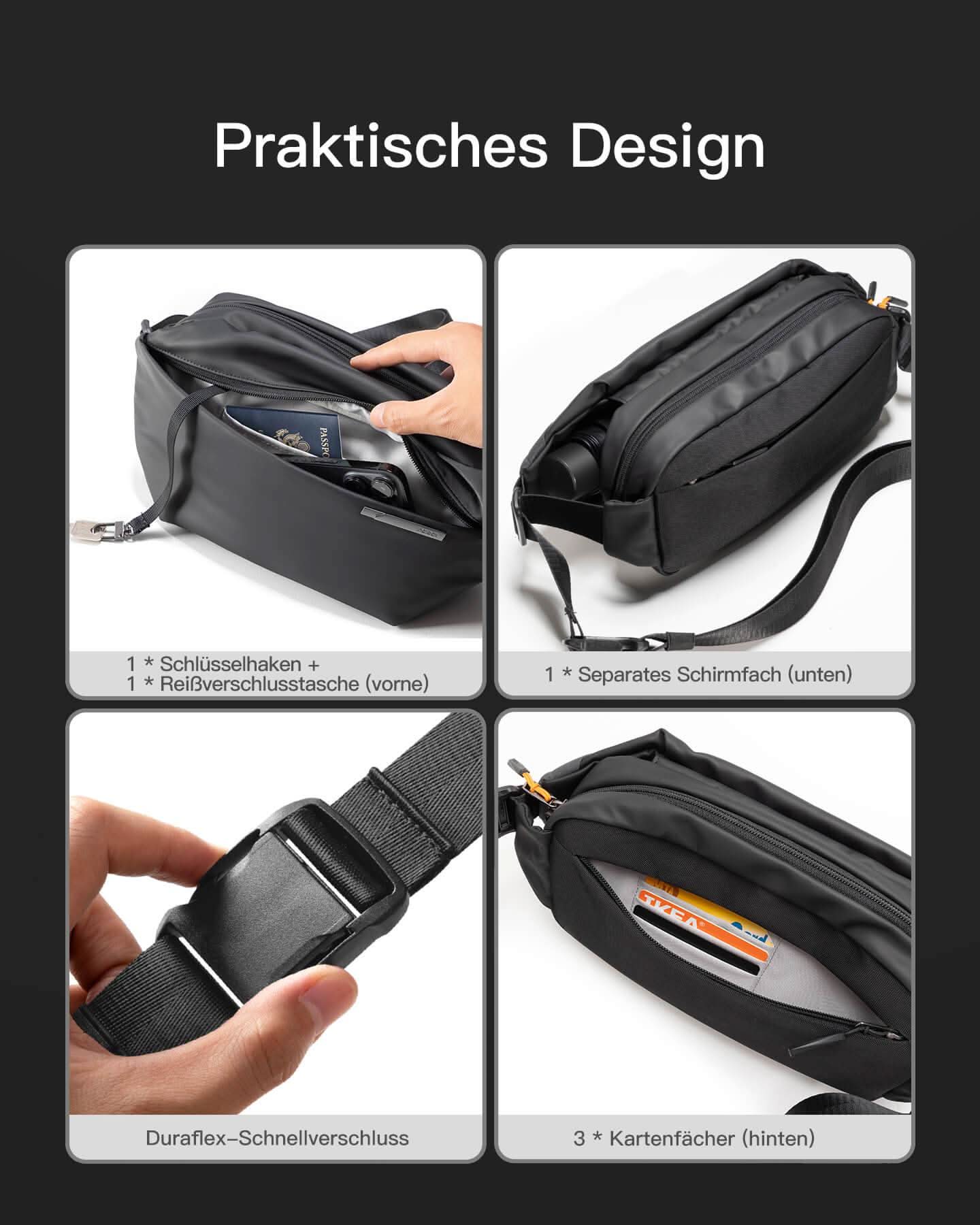 Sling Bag mit 19 eingebaute Taschen, stylische Crossbody Bag mit verstellbarem Schultergurt, LB03014 - Image 5
