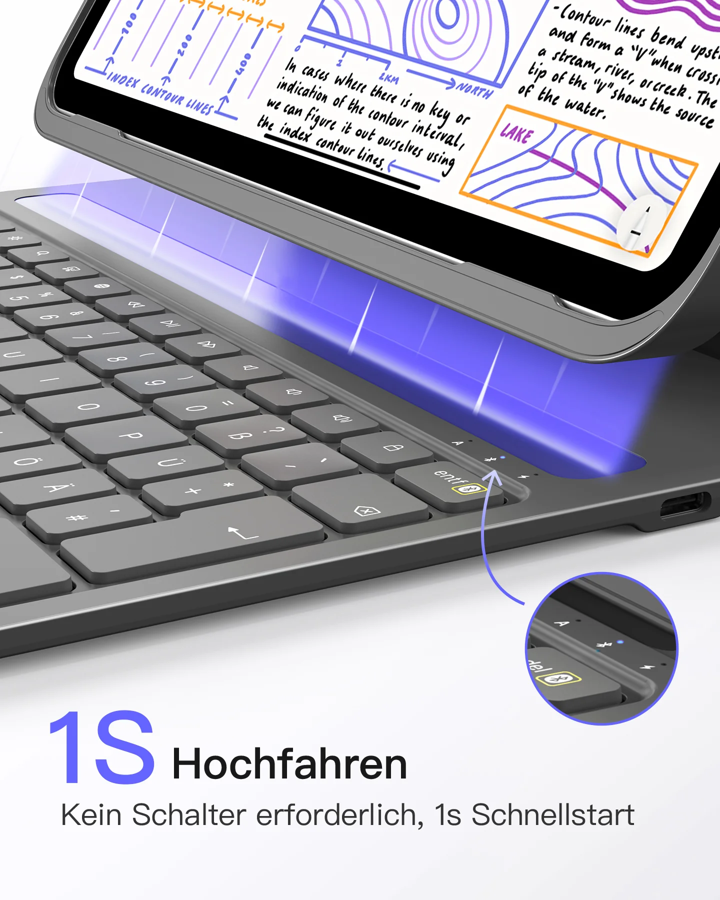 Super-leicht Tastatur Hülle für iPad Air 13"M4/M3/M2 (2026/2025/2024), iPad Pro 12.9" 6/5/4/3, BK2007-13 - Image 5