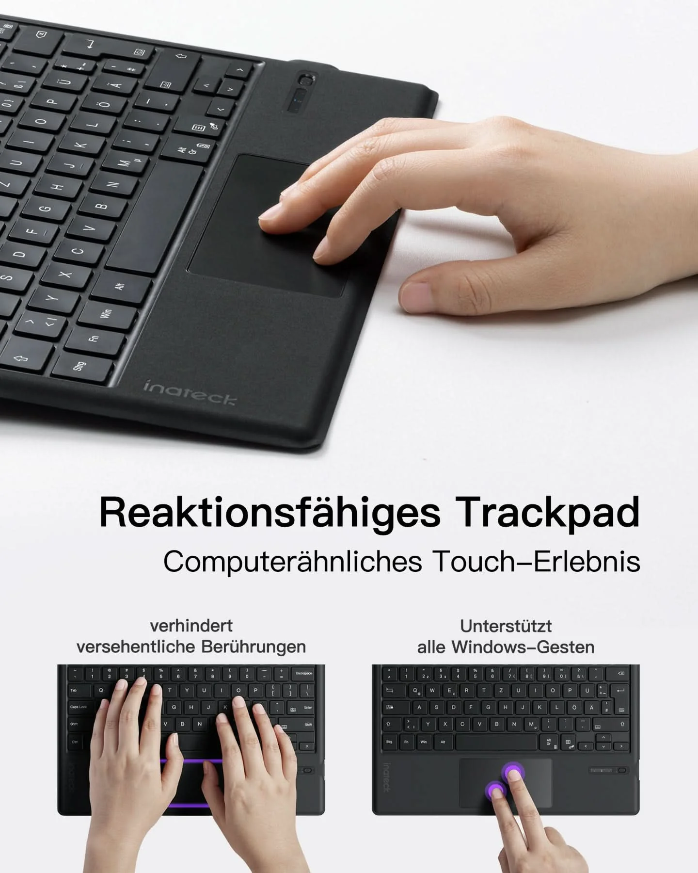 Surface Pro AI Tastatur für Surface Pro 7/7+/6/5/4, 7 Farben Hintergrundbeleuchtung, QWERTZ, KB02027 - Image 14