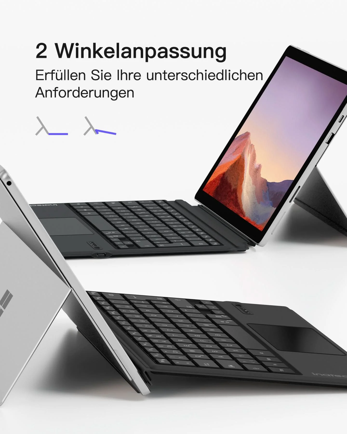 Surface Pro AI Tastatur für Surface Pro 7/7+/6/5/4, 7 Farben Hintergrundbeleuchtung, QWERTZ, KB02027 - Image 18