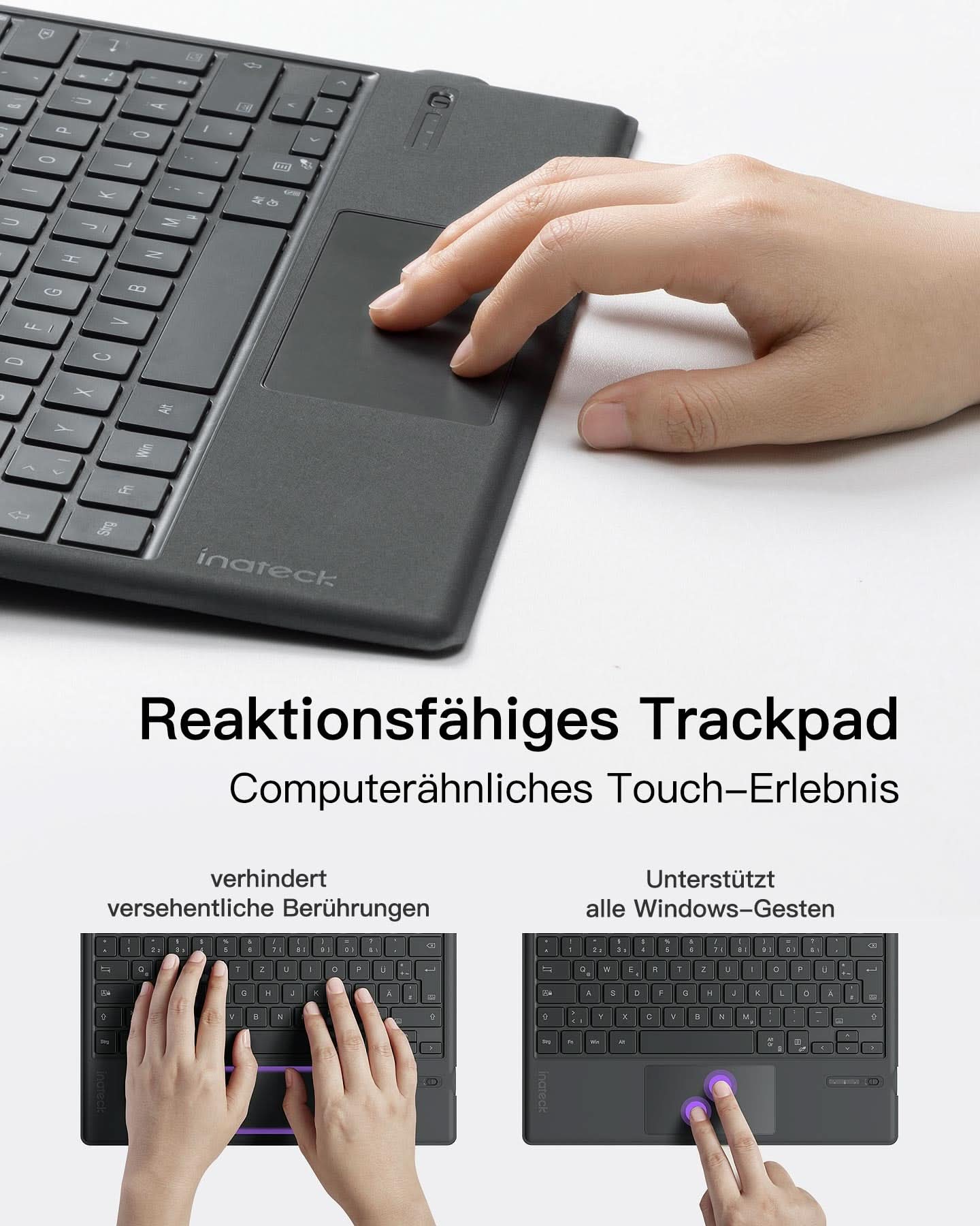 Surface Pro AI Tastatur für Surface Pro 7/7+/6/5/4, 7 Farben Hintergrundbeleuchtung, QWERTZ, KB02027 - Image 3