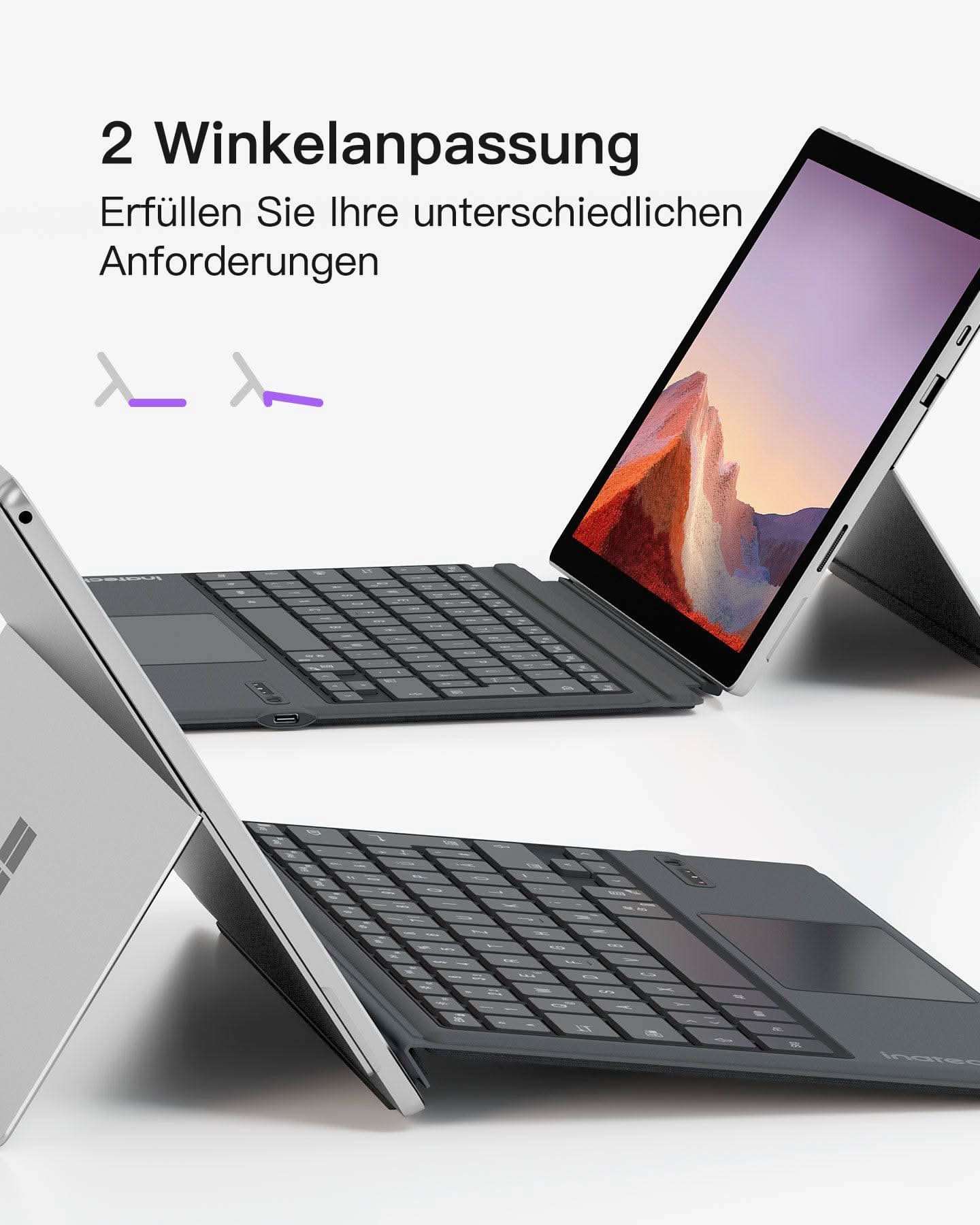 Surface Pro AI Tastatur für Surface Pro 7/7+/6/5/4, 7 Farben Hintergrundbeleuchtung, QWERTZ, KB02027 - Image 5