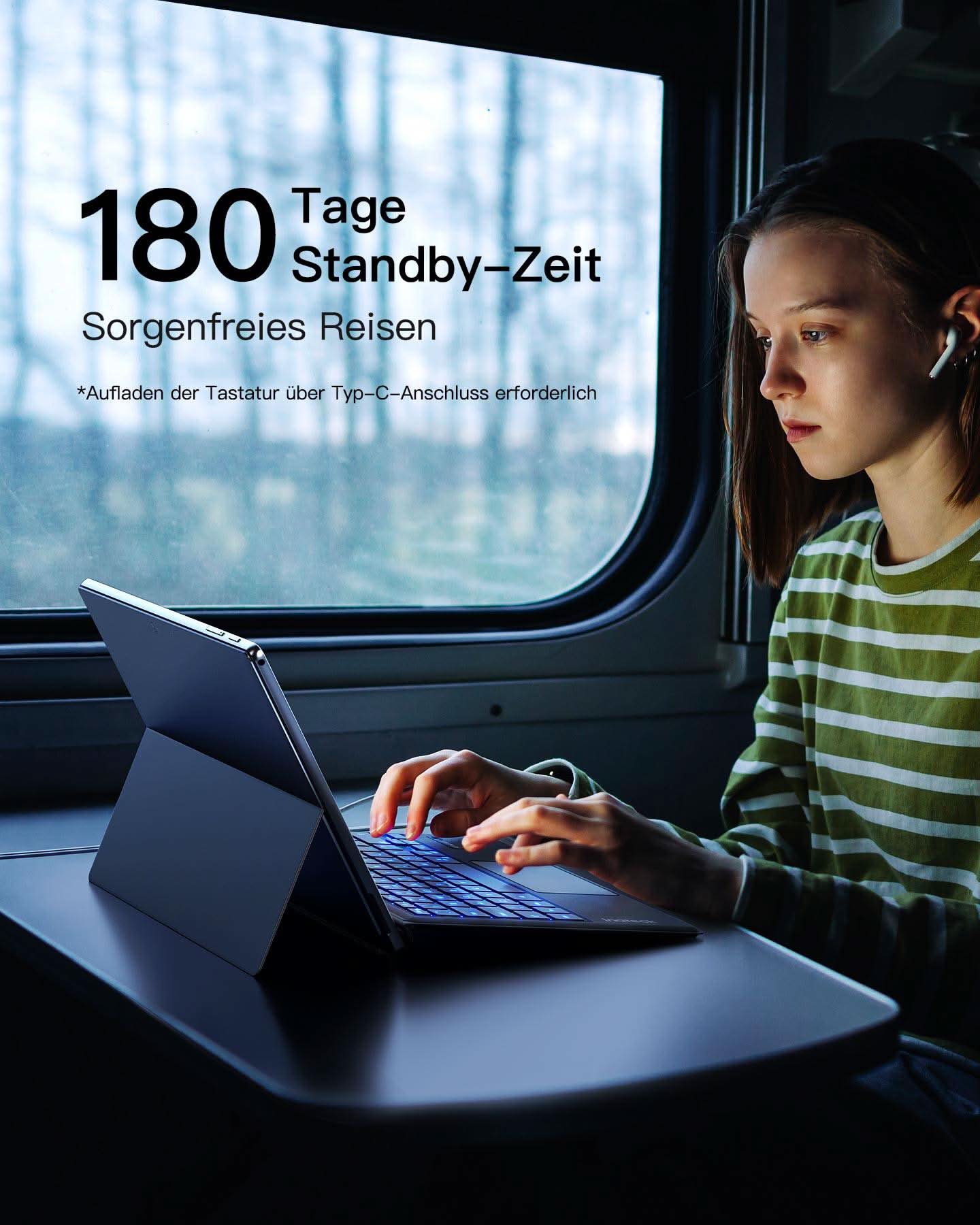 Surface Pro AI Tastatur für Surface Pro 7/7+/6/5/4, 7 Farben Hintergrundbeleuchtung, QWERTZ, KB02027 - Image 6
