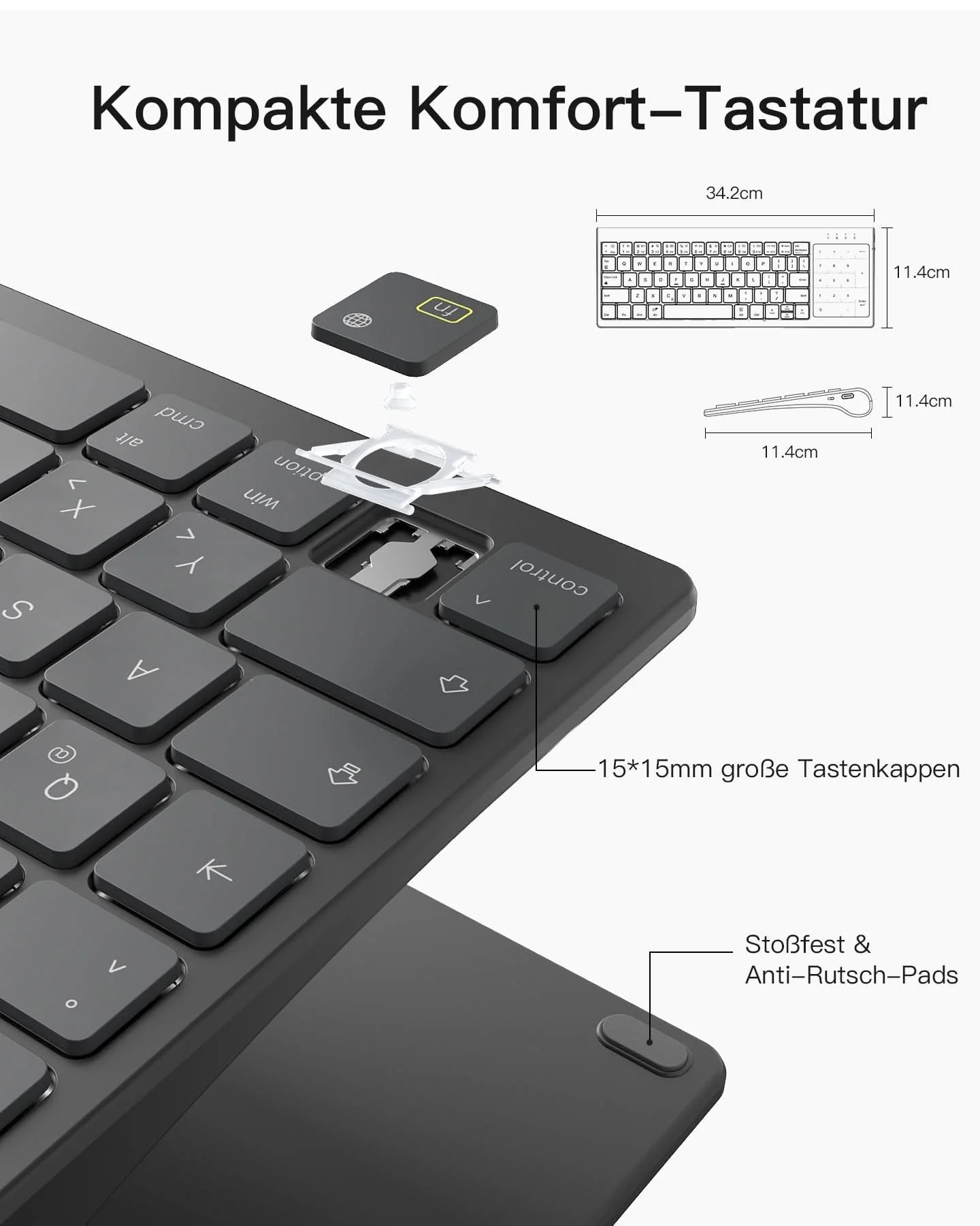 Tablet Tastatur, 3 BT-Kanäle, Kompatibel mit iPadOS/Samsung/Android/Windows, KB06103 - Image 10