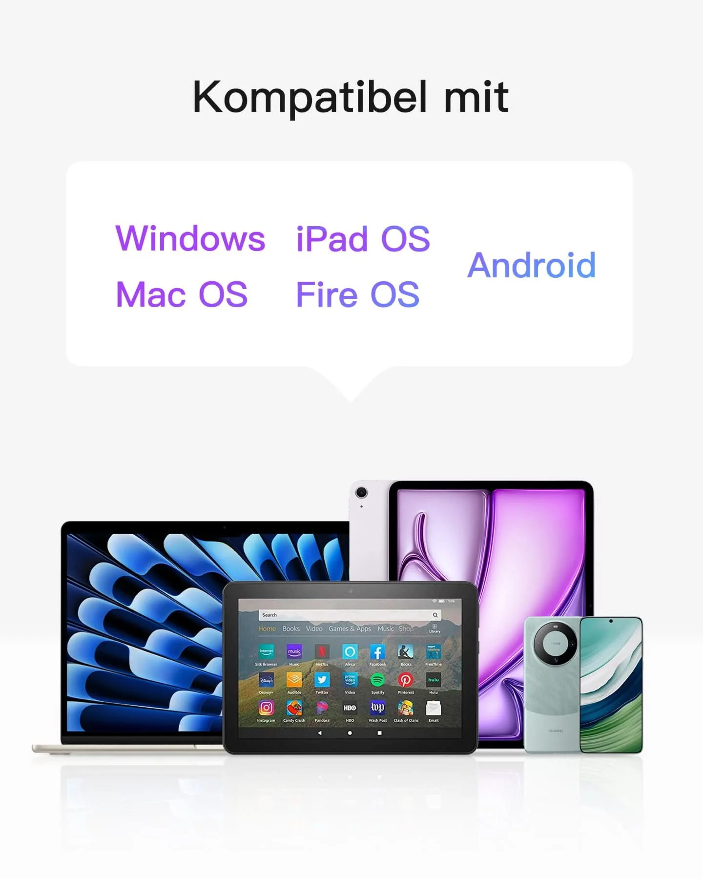 Tablet Tastatur, 3 BT-Kanäle, Kompatibel mit iPadOS/Samsung/Android/Windows, KB06103 - Image 11