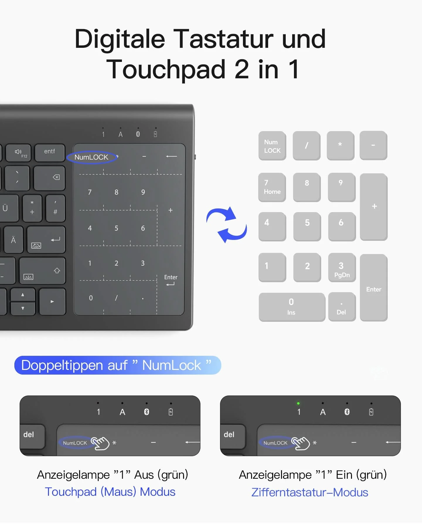 Tablet Tastatur, 3 BT-Kanäle, Kompatibel mit iPadOS/Samsung/Android/Windows, KB06103 - Image 3