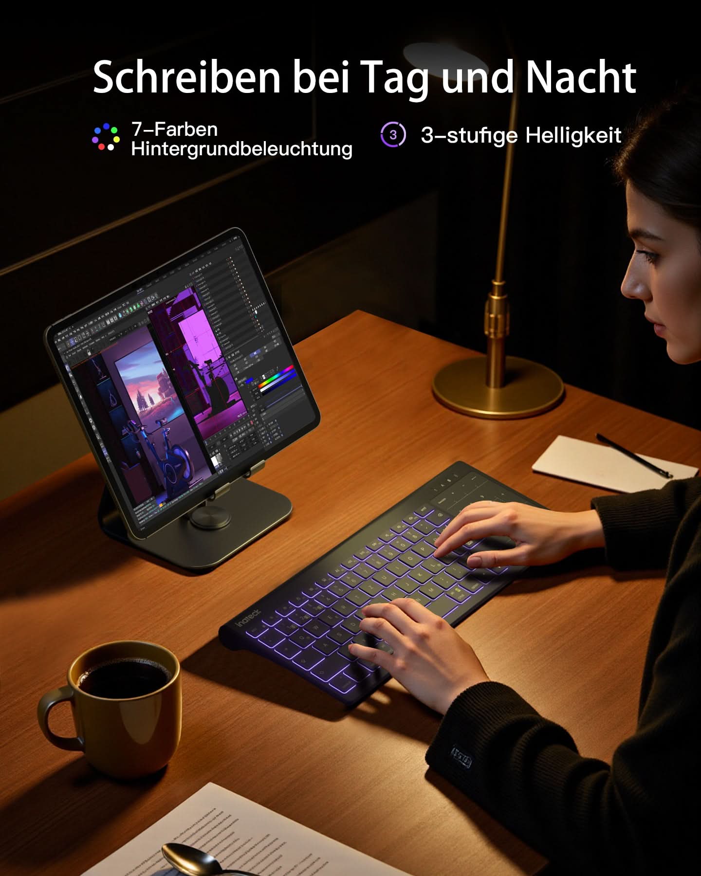 Tablet Tastatur, 3 BT-Kanäle, Kompatibel mit iPadOS/Samsung/Android/Windows, KB06103 - Image 6
