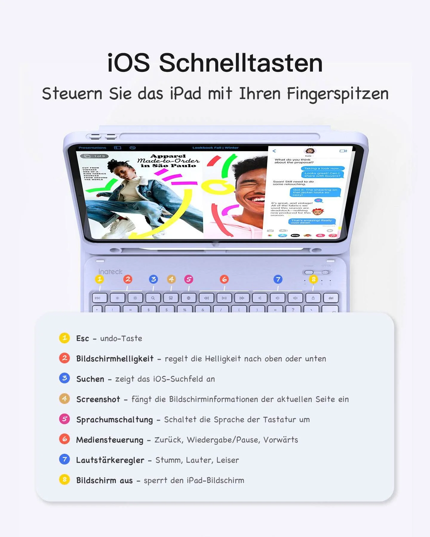 Ultraleicht Tastatur Hülle für iPad 11" (A16 2025), iPad 10; iPad Air 11" M4/M3/M2 (2026/2025/2024), iPad Air 5/4, iPad Pro 11" 4/3/2/1, KB04002 - Image 12