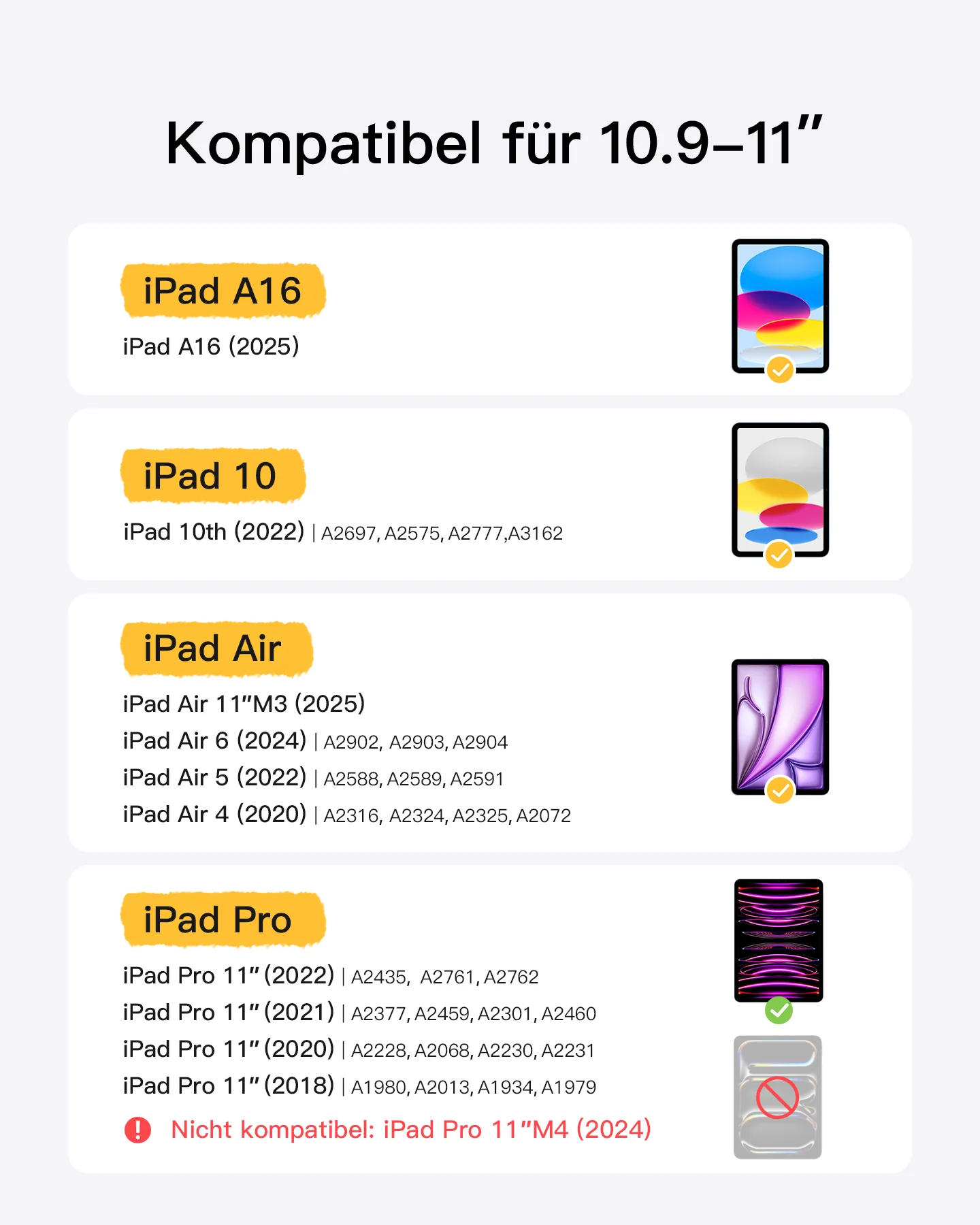 Ultraleicht Tastatur Hülle für iPad 11" (A16 2025), iPad 10; iPad Air 11" M4/M3/M2 (2026/2025/2024), iPad Air 5/4, iPad Pro 11" 4/3/2/1, KB04002 - Image 18