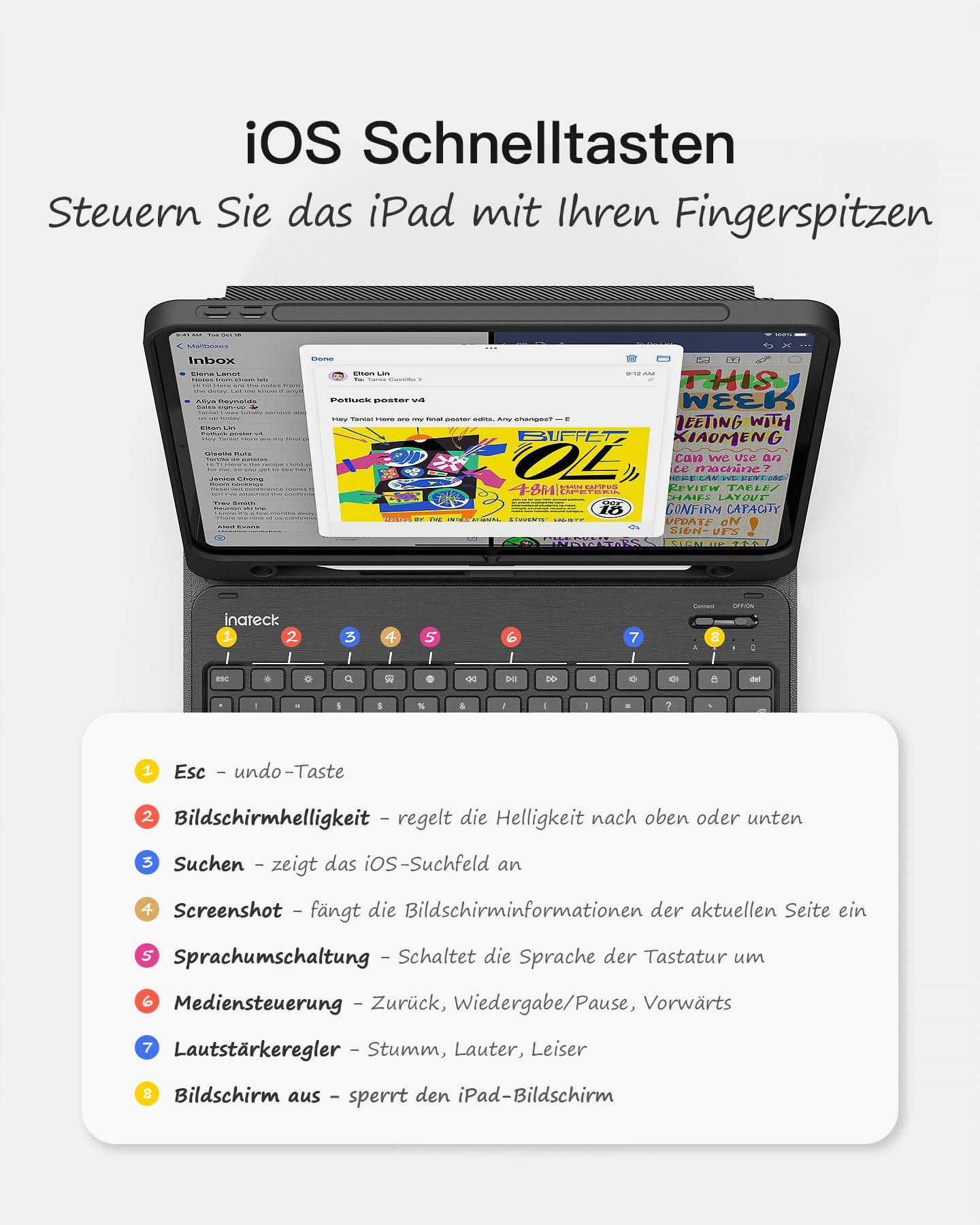 Ultraleicht Tastatur Hülle für iPad 11" (A16 2025), iPad 10; iPad Air 11" M4/M3/M2 (2026/2025/2024), iPad Air 5/4, iPad Pro 11" 4/3/2/1, KB04002 - Image 4