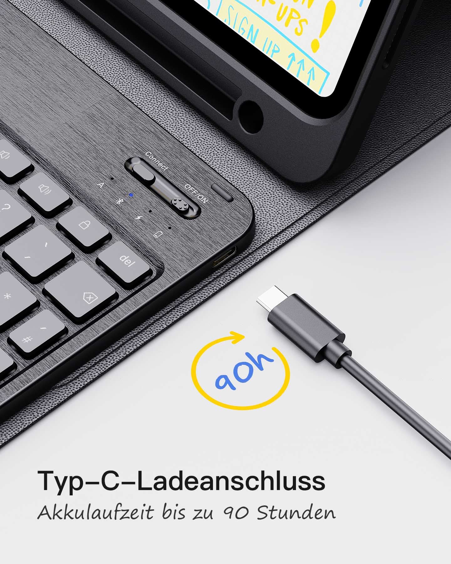 Ultraleicht Tastatur Hülle für iPad 11" (A16 2025), iPad 10; iPad Air 11" M4/M3/M2 (2026/2025/2024), iPad Air 5/4, iPad Pro 11" 4/3/2/1, KB04002 - Image 7