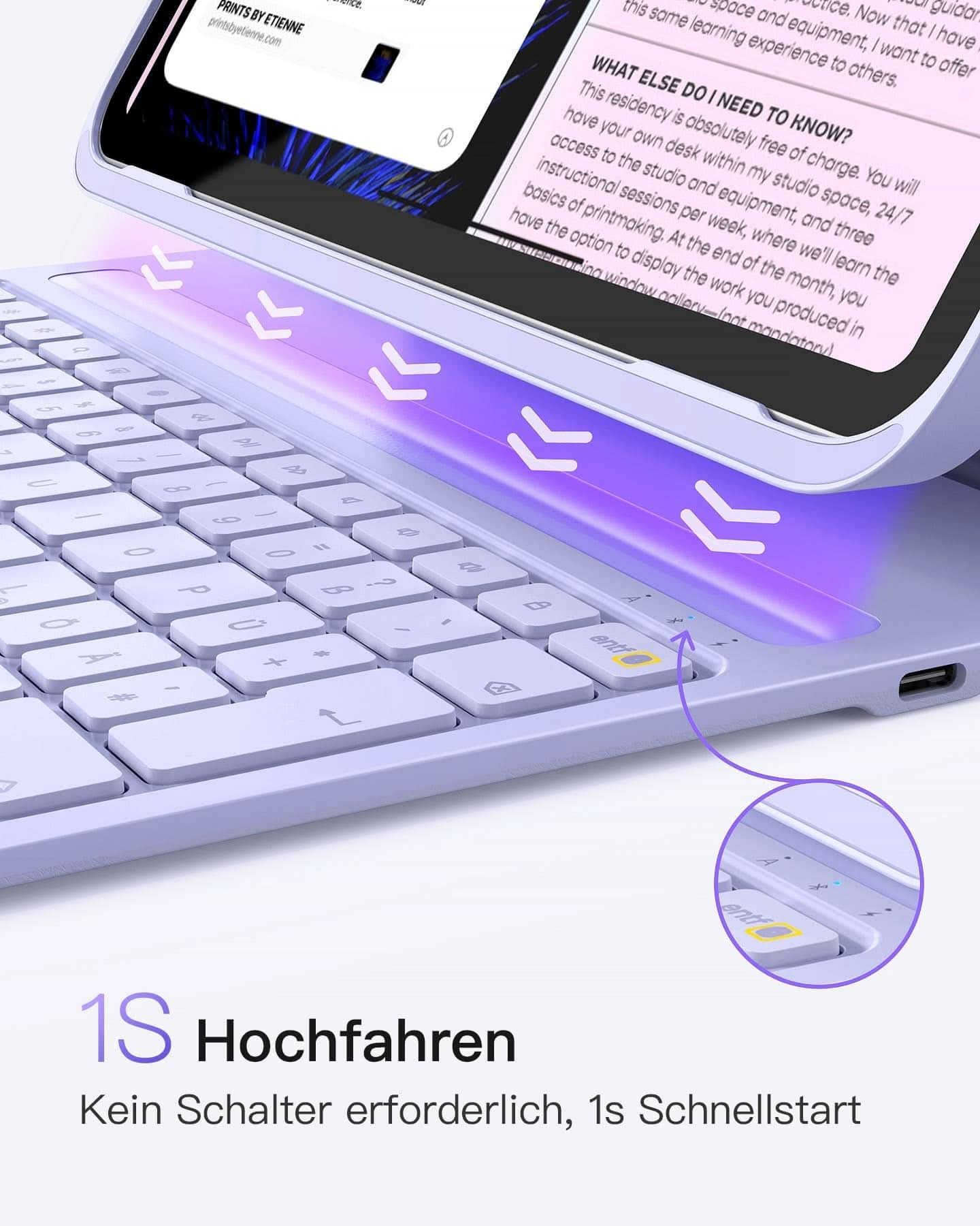 Super-leicht Tastatur Hülle für iPad 11" 11 Gen (A16 2025), iPad 10, iPad Air 11" M4/M3/M2 (2026/2025/2024), iPad Air 5/4, iPad Pro 11" 4/3/2/1, QWERTZ, BK2007 - Image 10