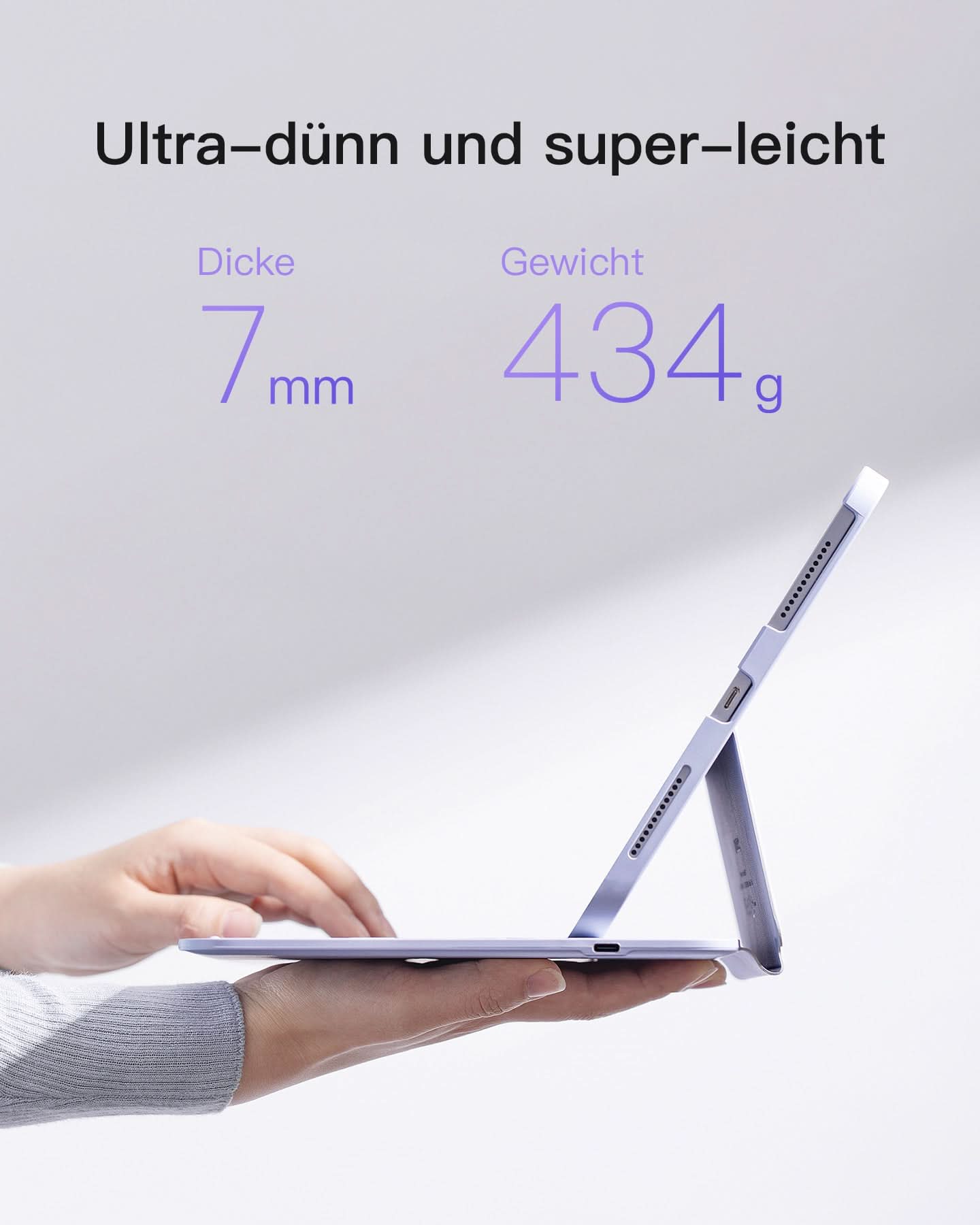 Super-leicht Tastatur Hülle für iPad 11" 11 Gen (A16 2025), iPad 10, iPad Air 11" M4/M3/M2 (2026/2025/2024), iPad Air 5/4, iPad Pro 11" 4/3/2/1, QWERTZ, BK2007 - Image 13