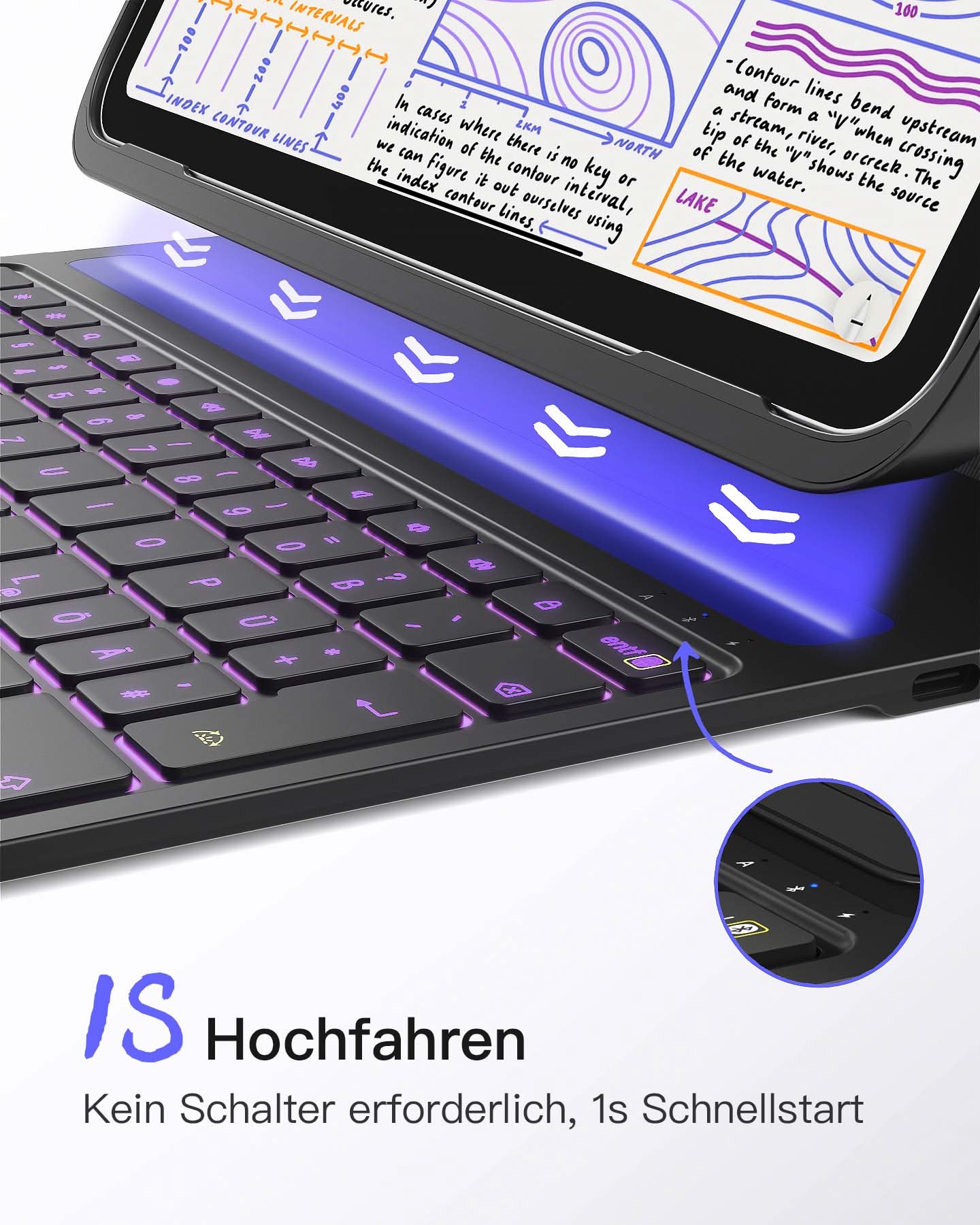 Super-leicht Tastatur Hülle für iPad 11" 11 Gen (A16 2025), iPad 10, iPad Air 11" M4/M3/M2 (2026/2025/2024), iPad Air 5/4, iPad Pro 11" 4/3/2/1, QWERTZ, BK2007 - Image 17