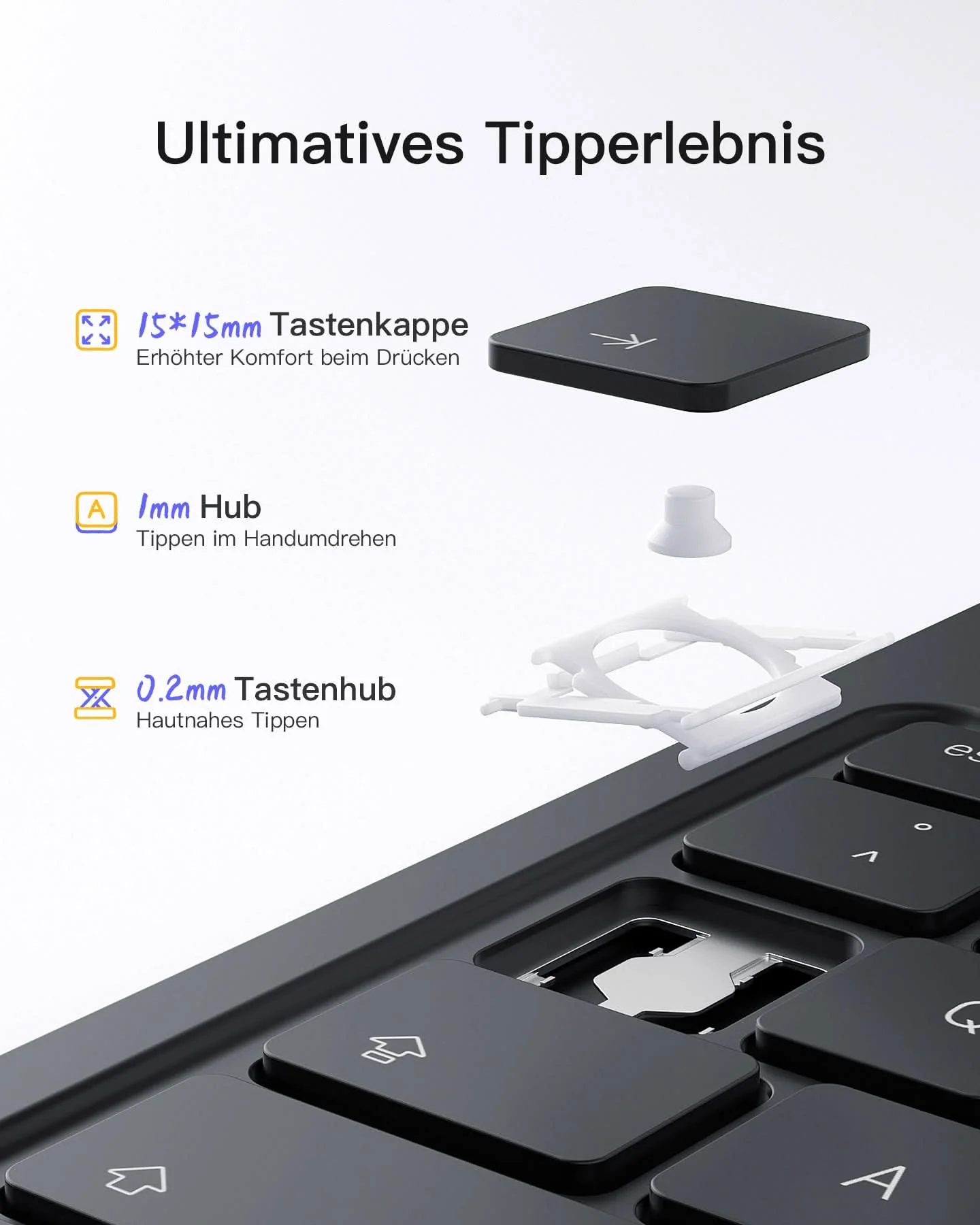 Super-leicht Tastatur Hülle für iPad 11" 11 Gen (A16 2025), iPad 10, iPad Air 11" M4/M3/M2 (2026/2025/2024), iPad Air 5/4, iPad Pro 11" 4/3/2/1, QWERTZ, BK2007 - Image 25