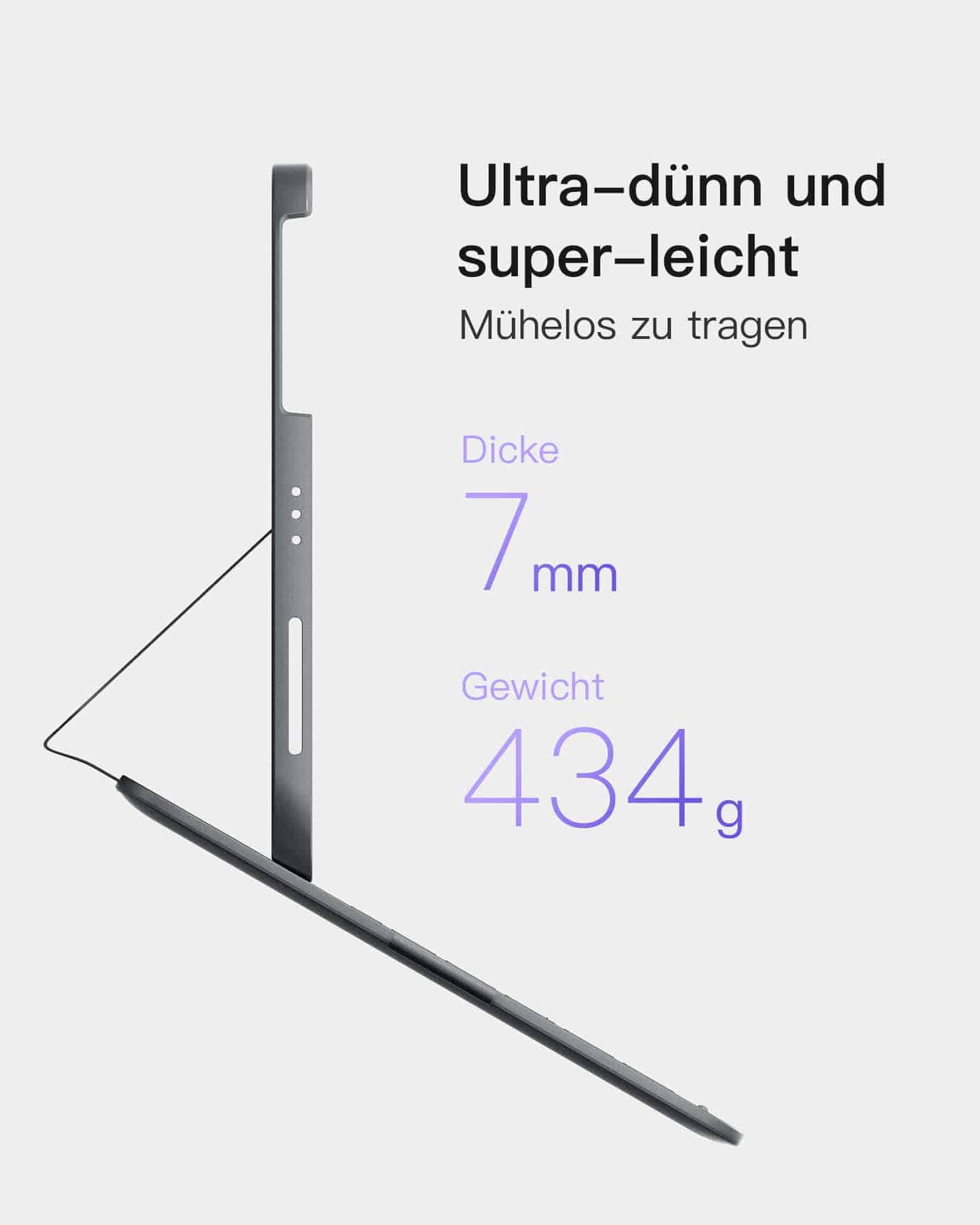 Super-leicht Tastatur Hülle für iPad 11" 11 Gen (A16 2025), iPad 10, iPad Air 11" M4/M3/M2 (2026/2025/2024), iPad Air 5/4, iPad Pro 11" 4/3/2/1, QWERTZ, BK2007 - Image 3