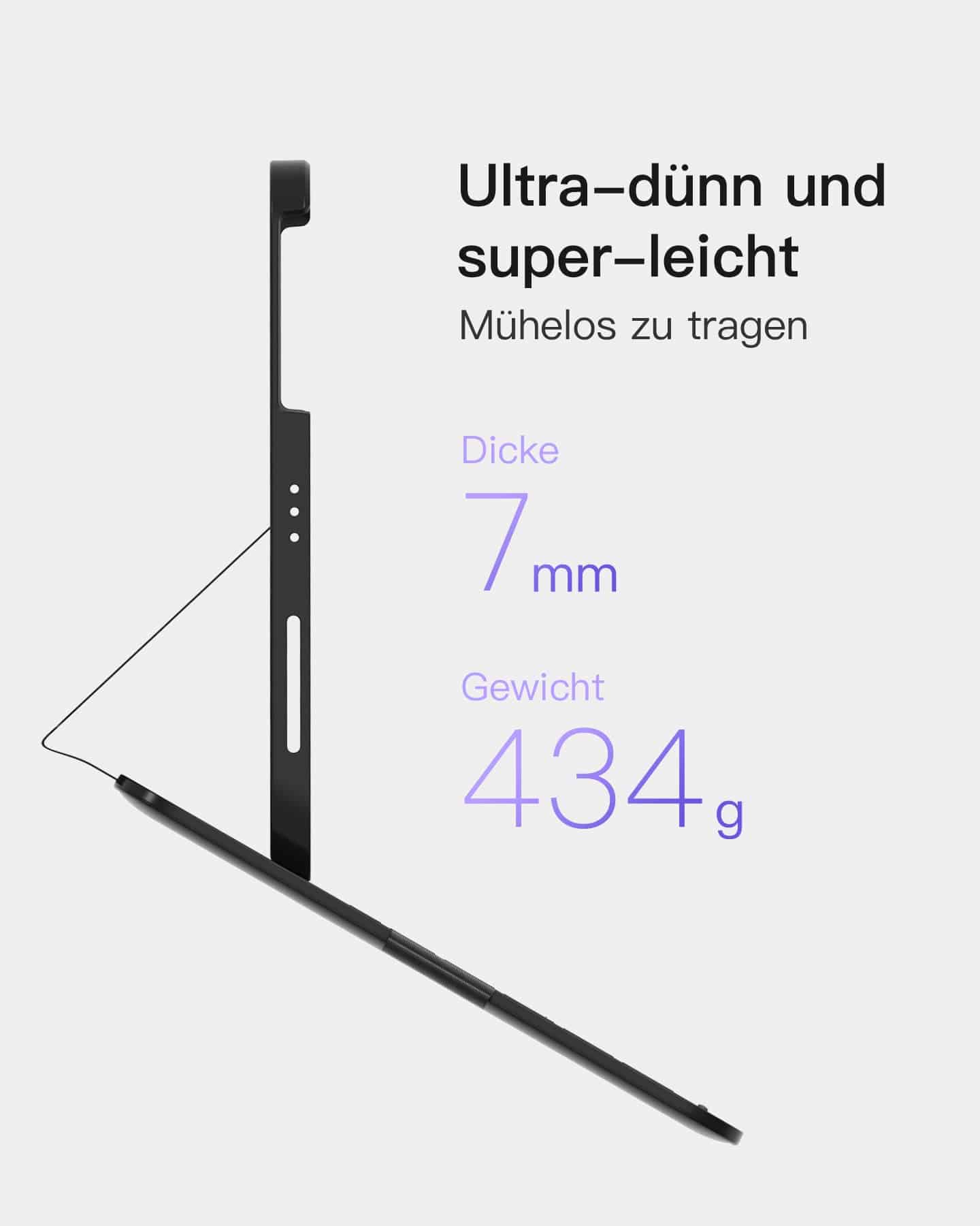 Super-leicht Tastatur Hülle für iPad 11" 11 Gen (A16 2025), iPad 10, iPad Air 11" M4/M3/M2 (2026/2025/2024), iPad Air 5/4, iPad Pro 11" 4/3/2/1, QWERTZ, BK2007 - Image 34