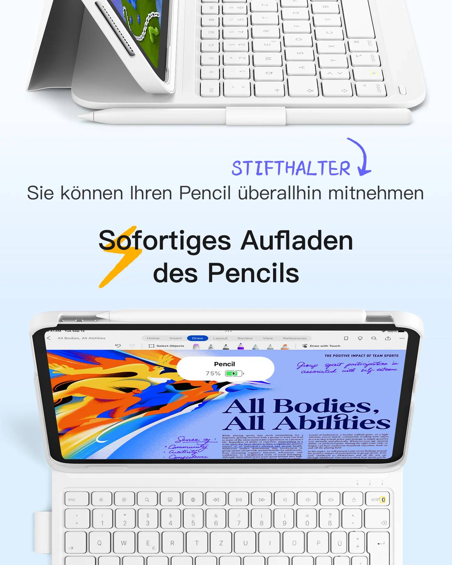 Super-leicht Tastatur Hülle für iPad 11" 11 Gen (A16 2025), iPad 10, iPad Air 11" M4/M3/M2 (2026/2025/2024), iPad Air 5/4, iPad Pro 11" 4/3/2/1, QWERTZ, BK2007 - Image 47
