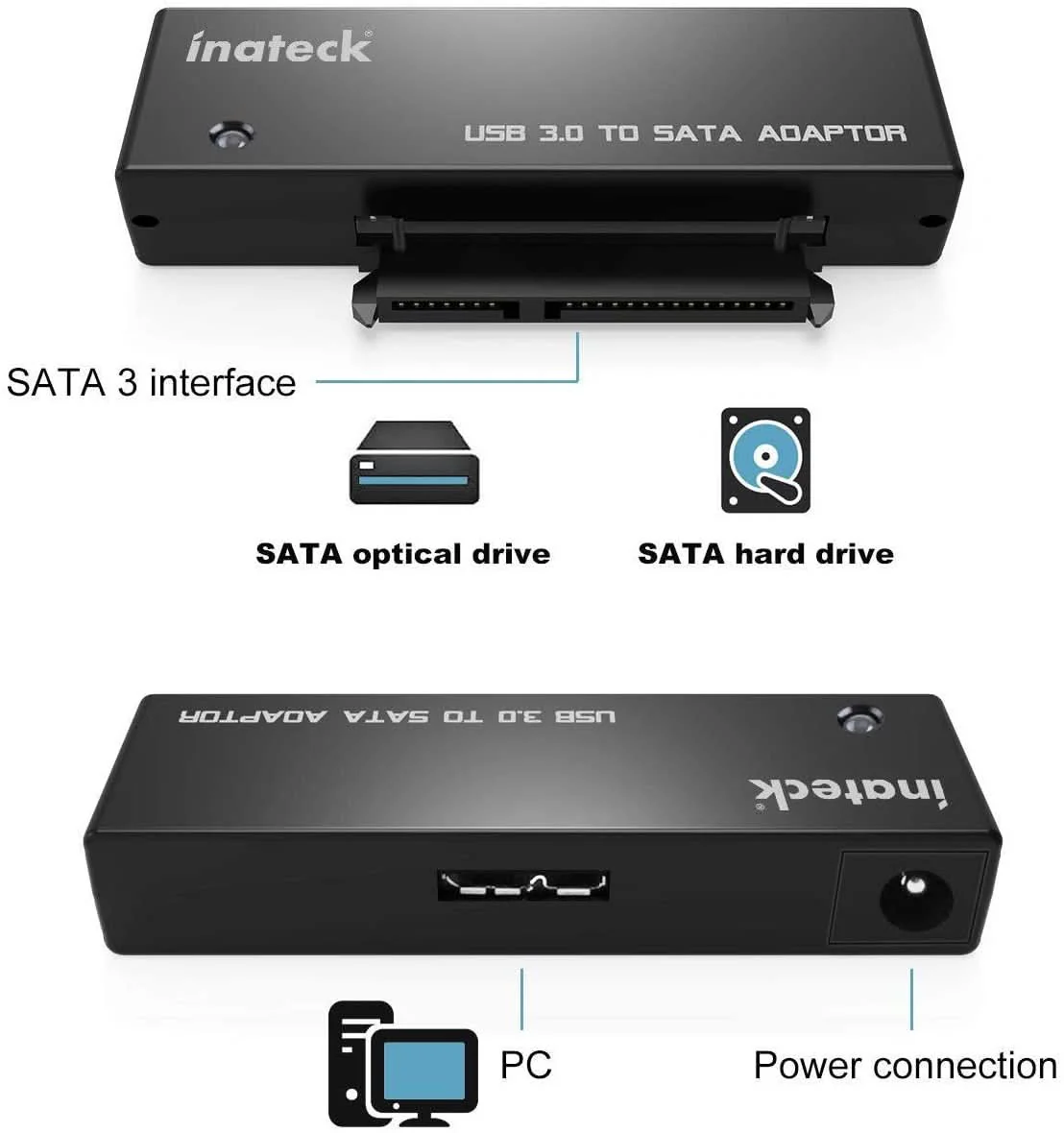 USB 3.0 zu SATA Konverter Adapter für 2.5/3.5 Zoll Laufwerke HDD SSD mit 12V 2A Netzteil, UA1001 - Image 6