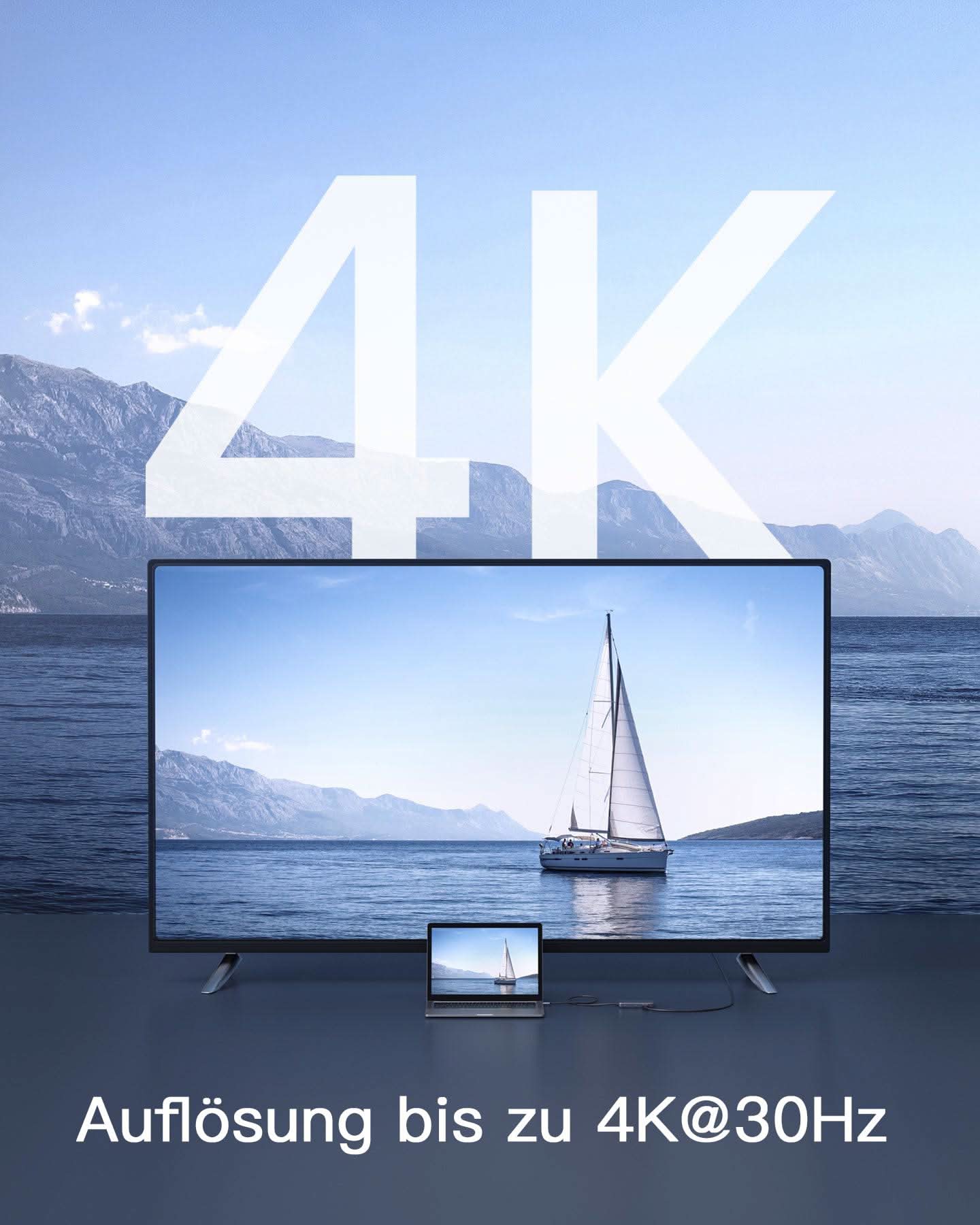 USB C Hub mit 7 Ports, USB 3.2 Gen 2, mit 4K HDMI Port, 50cm Kabel, HB2027 - Image 6