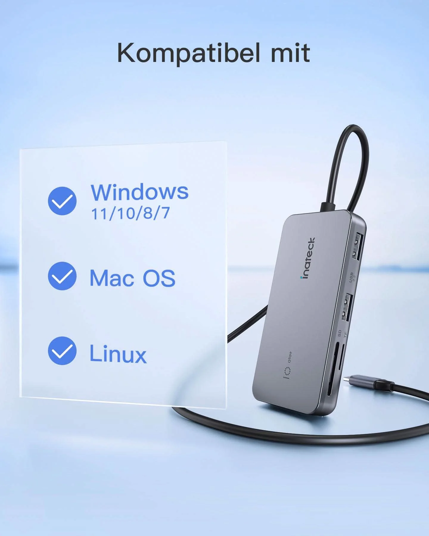 USB C Hub mit 7 Ports, USB 3.2 Gen 2, mit 4K HDMI Port, 50cm Kabel, HB2027 - Image 9